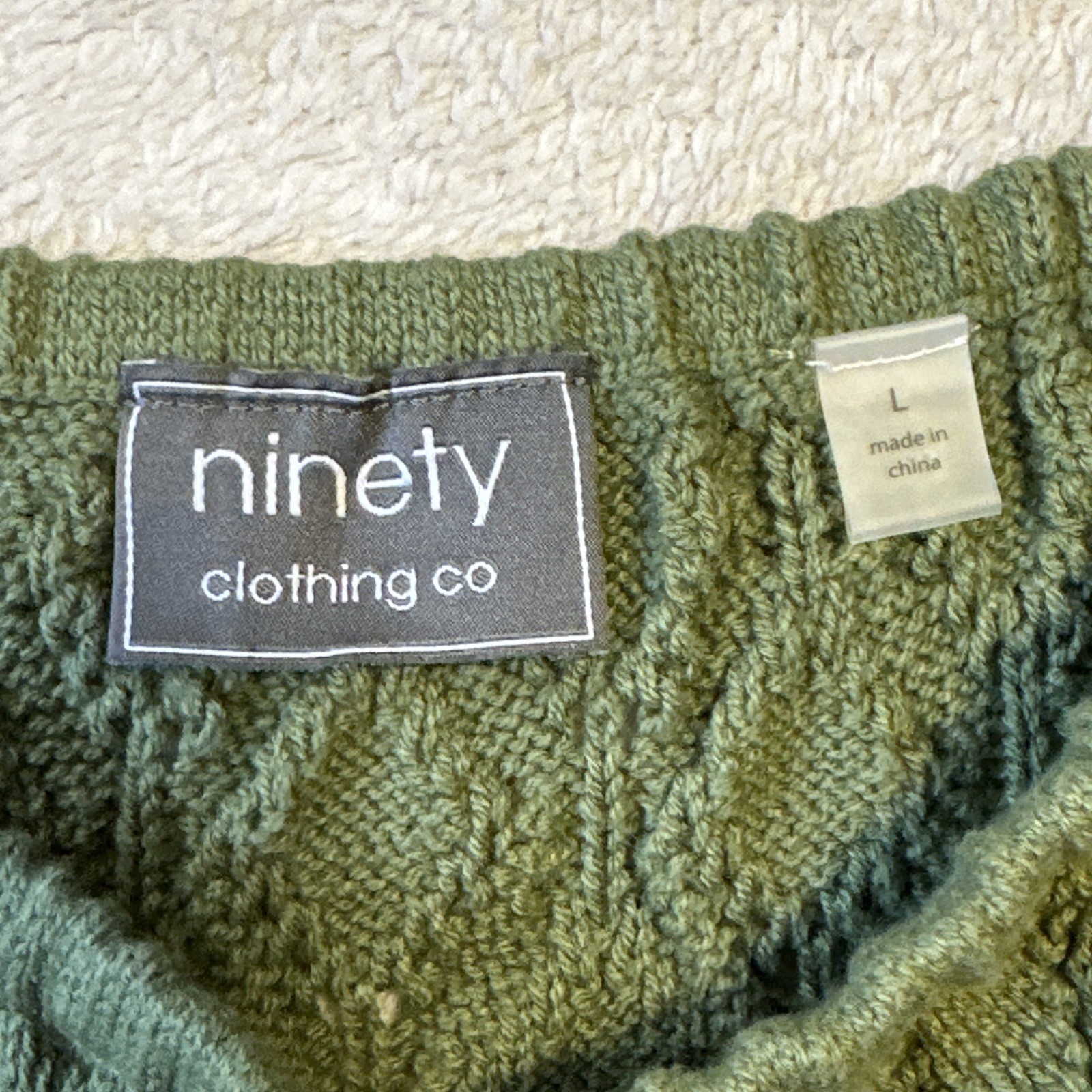 Ninety Clothing Co Sage Green Pointelle Knit Ruffle Tank Top L - photo 2