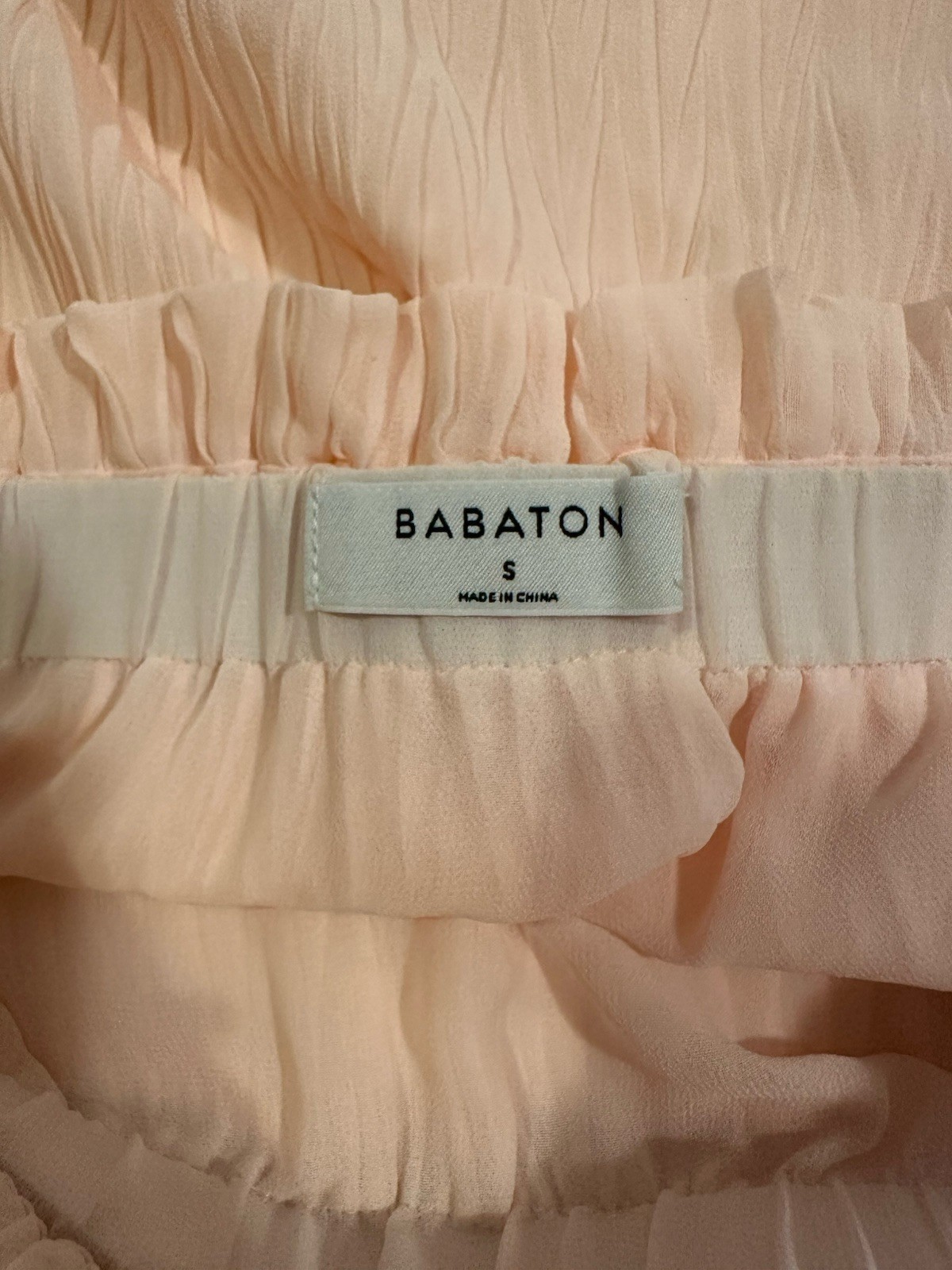 Babaton Gabriola Skirt Pink Midi Lightweight Crinkle Lined Small - photo 5