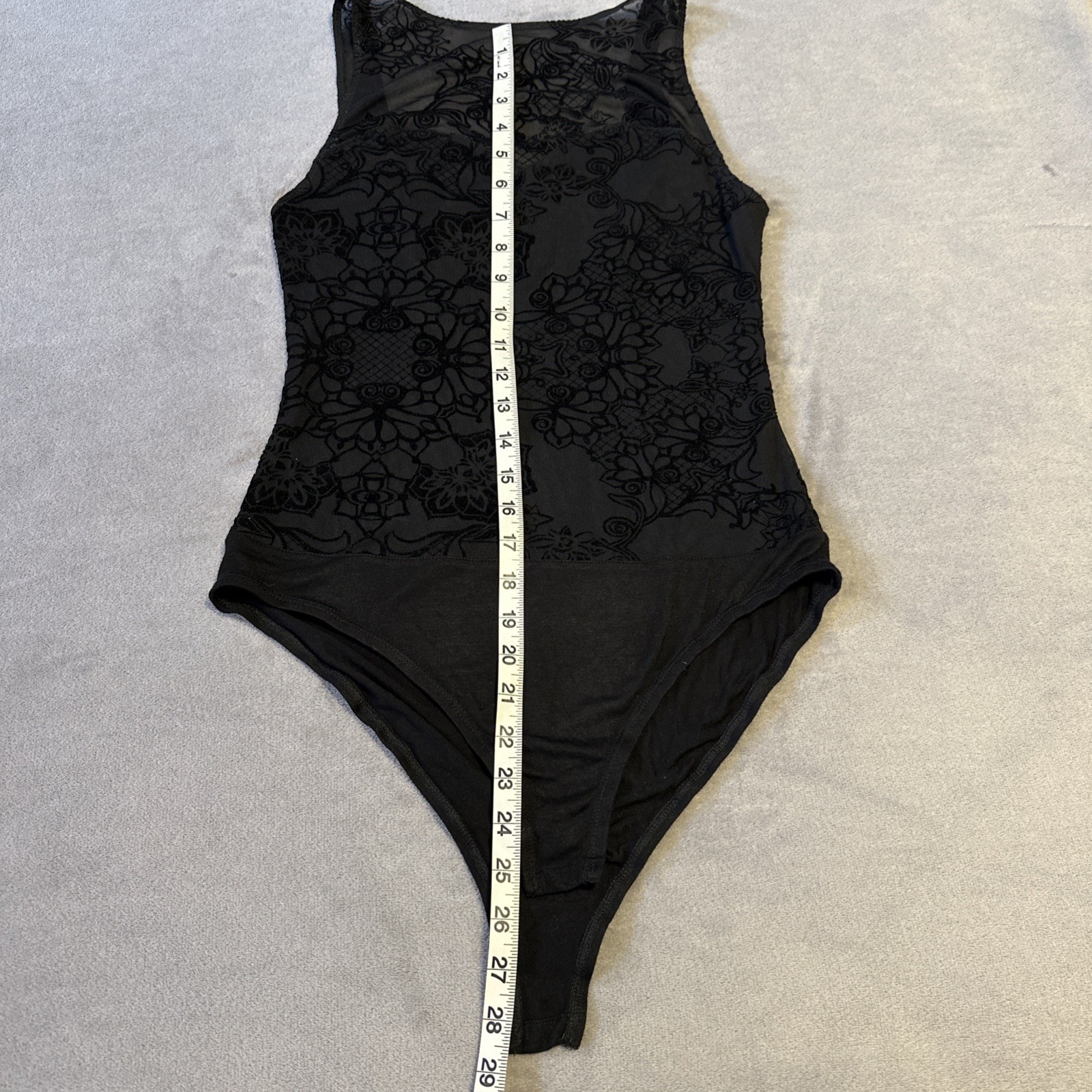 Black Velvet Mesh Bodysuit Tank M - Fourteenth Place Whimsigoth - photo 3