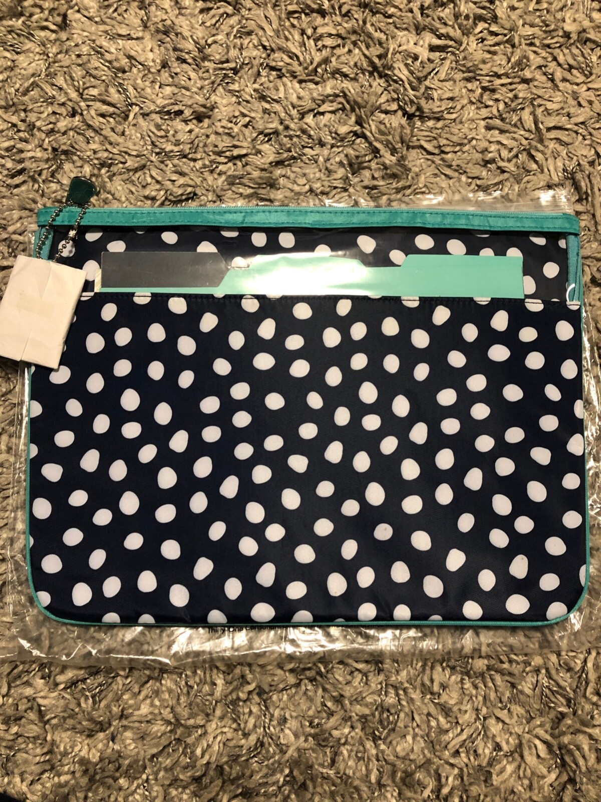 Thirty-One Gifts Document Holder 439J Navy Lotsa Dots NEW