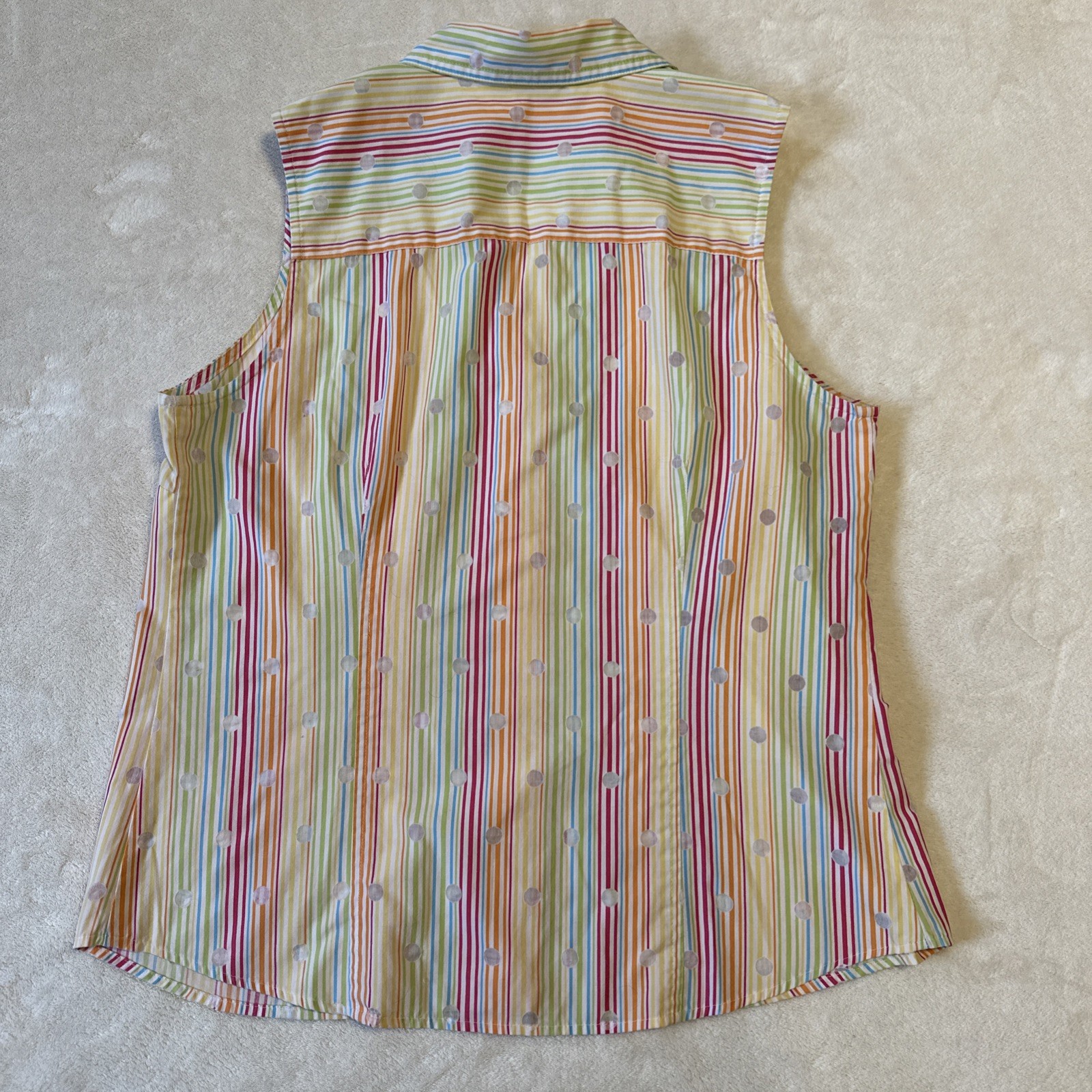 Vintage 90s Liz Claiborne Rainbow Stripe Sleeveless Blouse M - photo 4