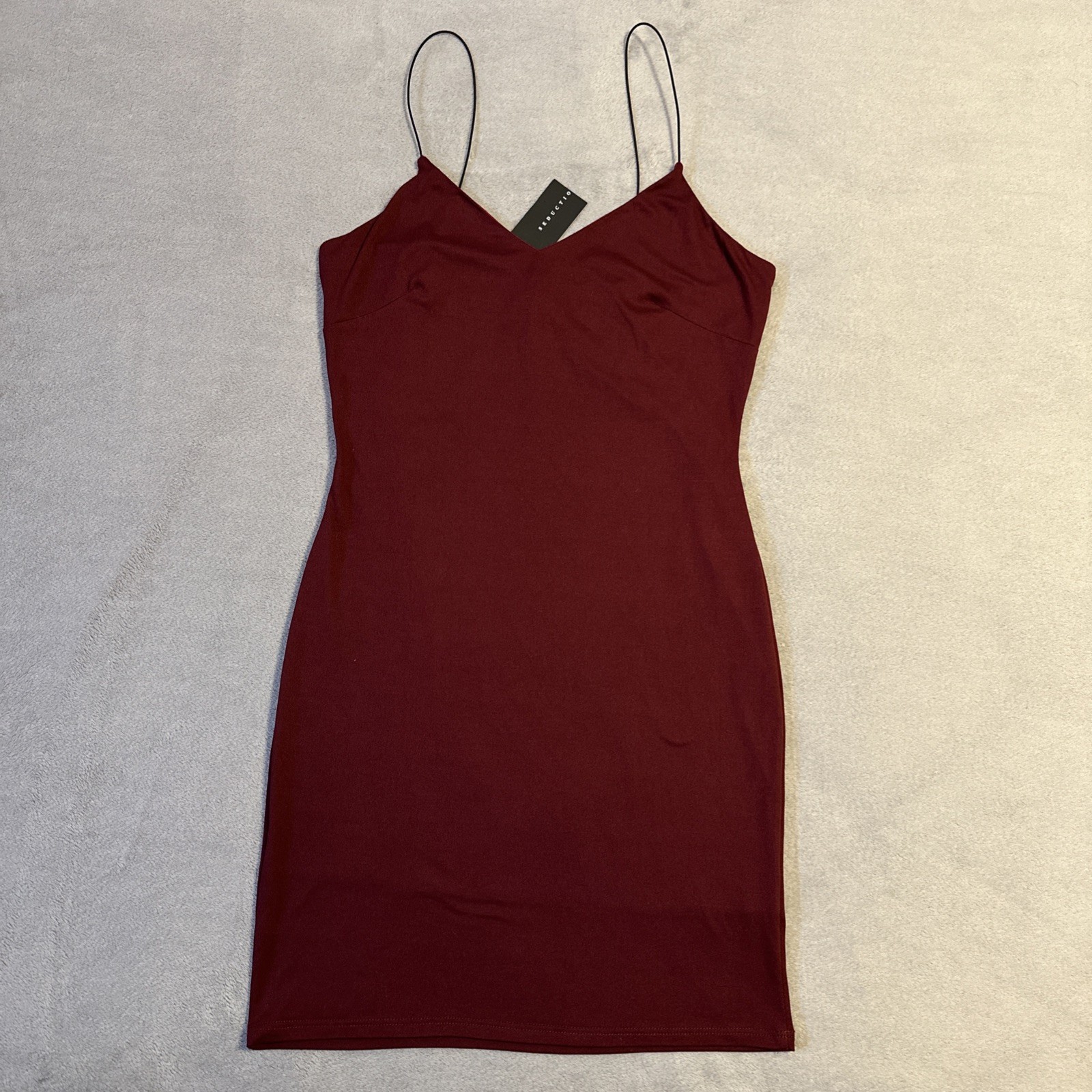 Burgundy Maroon Bodycon Mini Dress - The Vintage Shop - Size L