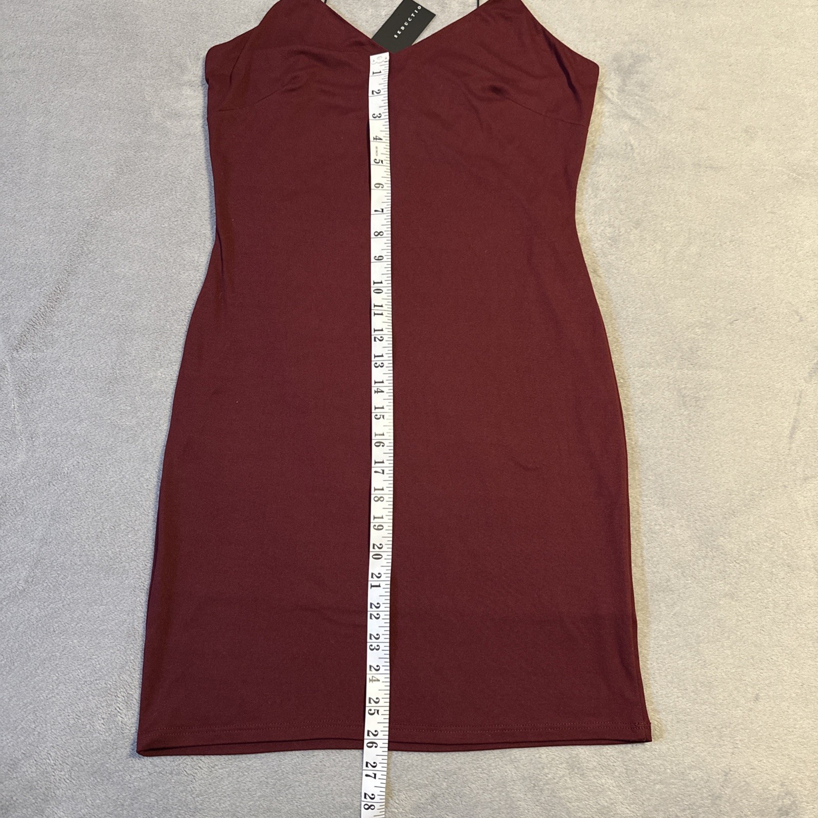Burgundy Maroon Bodycon Mini Dress - The Vintage Shop - Size L - photo 5
