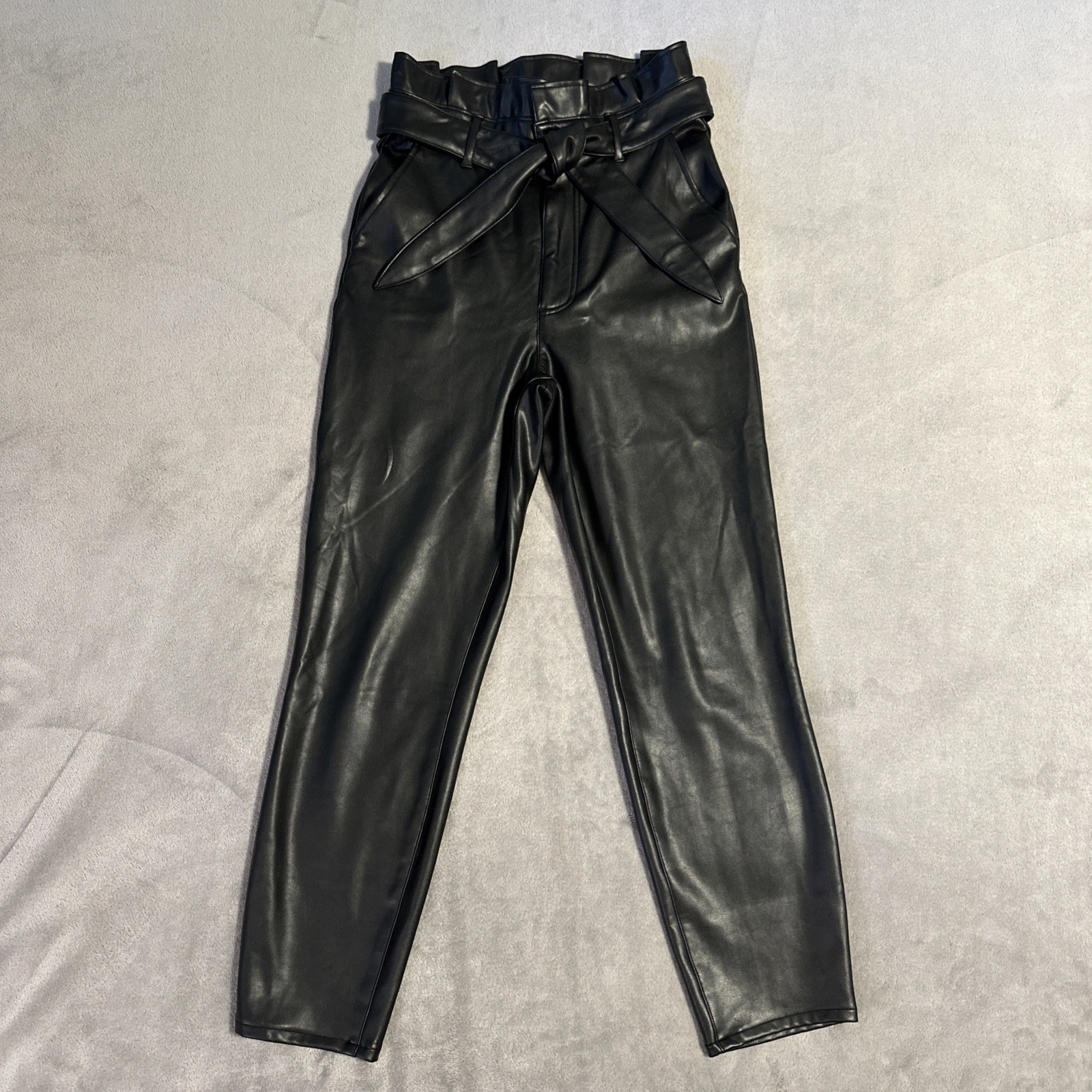 Abercrombie & Fitch Womens Black Small Paperbag Faux Leather Pan