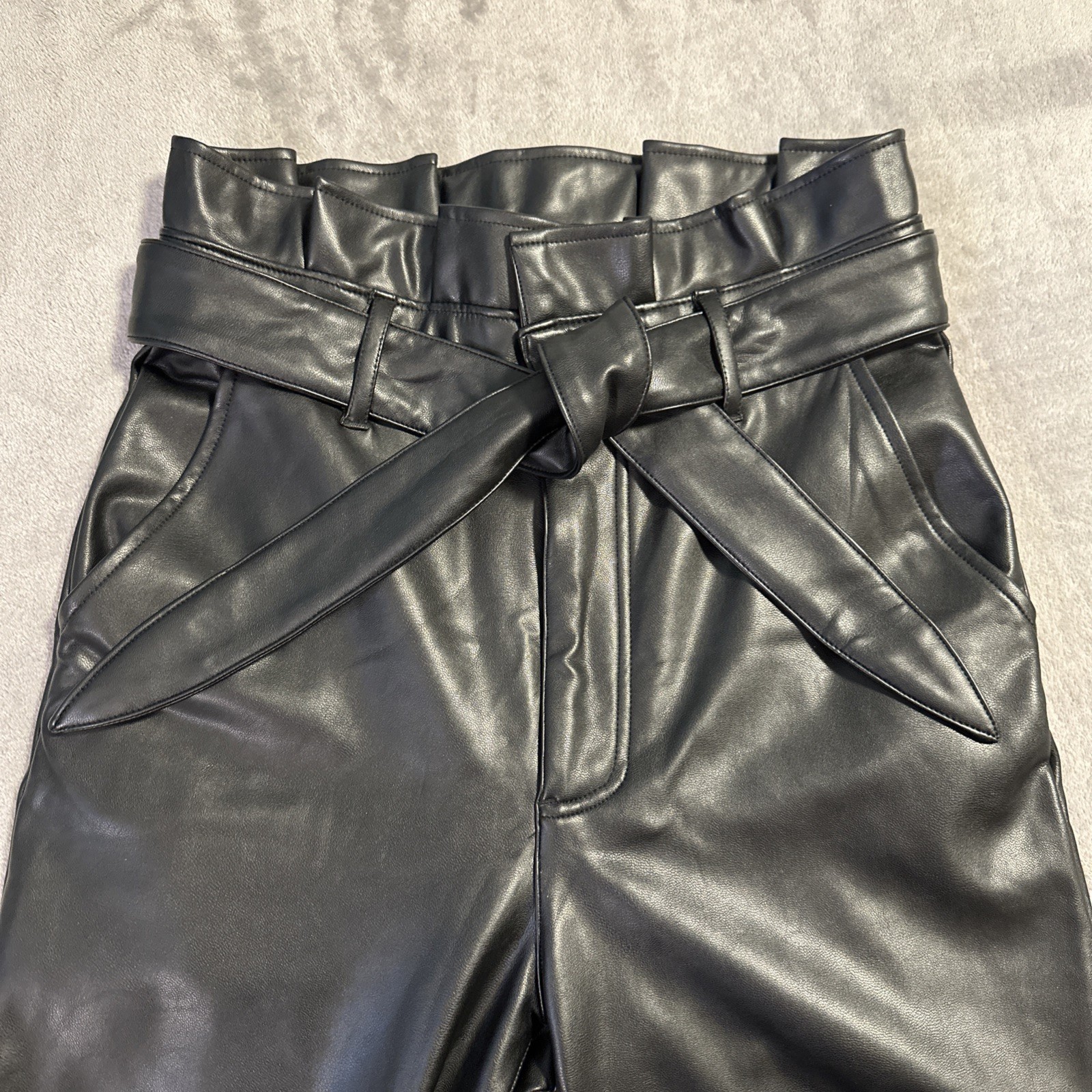 Abercrombie & Fitch Womens Black Small Paperbag Faux Leather Pan - photo 3