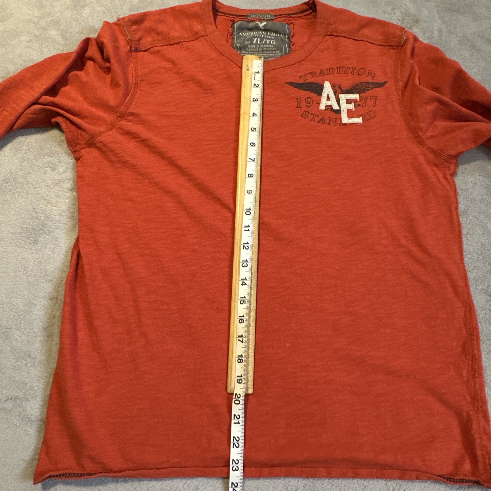 Vintage American Eagle Men's XL Long-Sleeve Shirt Orange 90s Y2K - photo 4