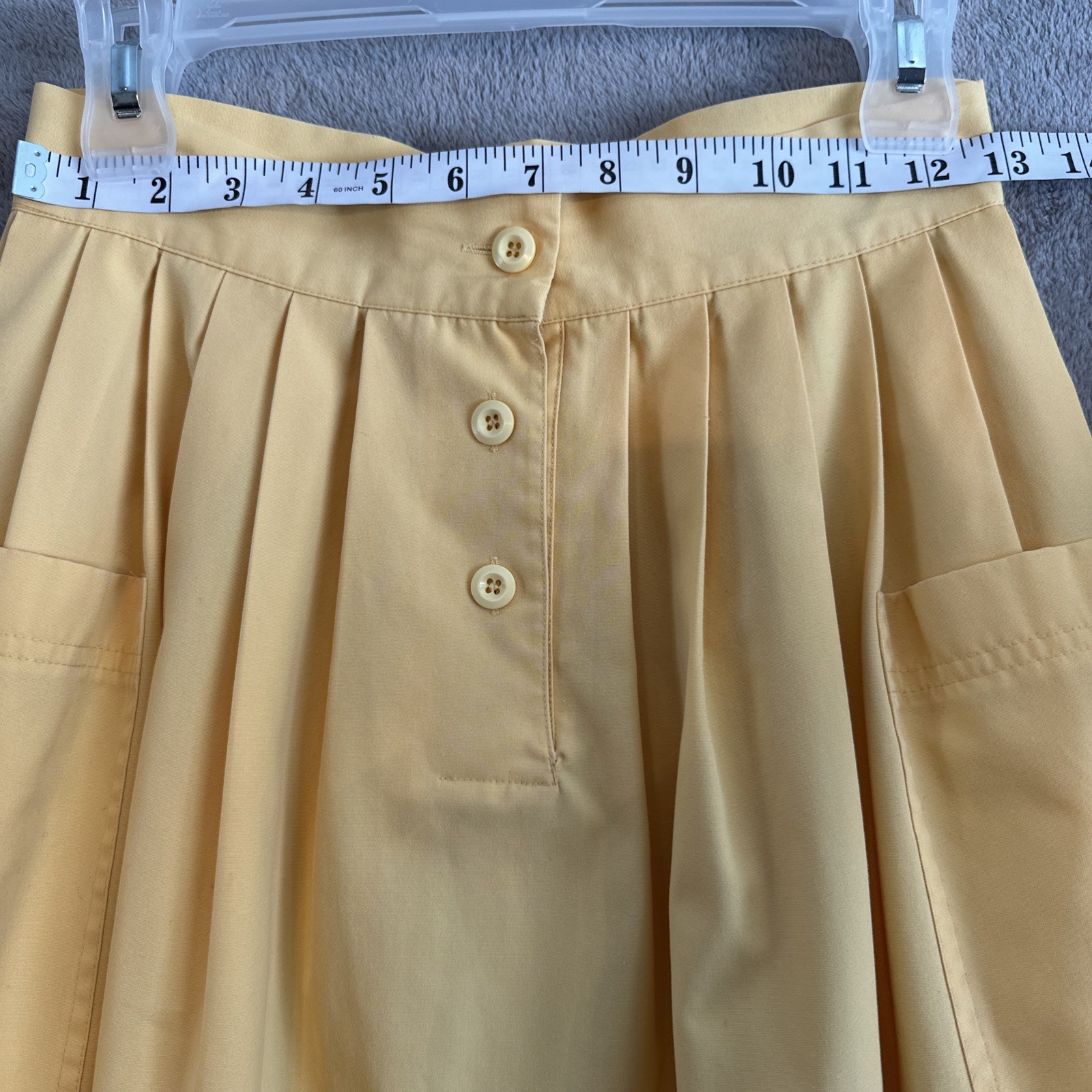 Vintage ROUIE Midi Skirt Butter Yellow Size 10 Pockets 80s - photo 3