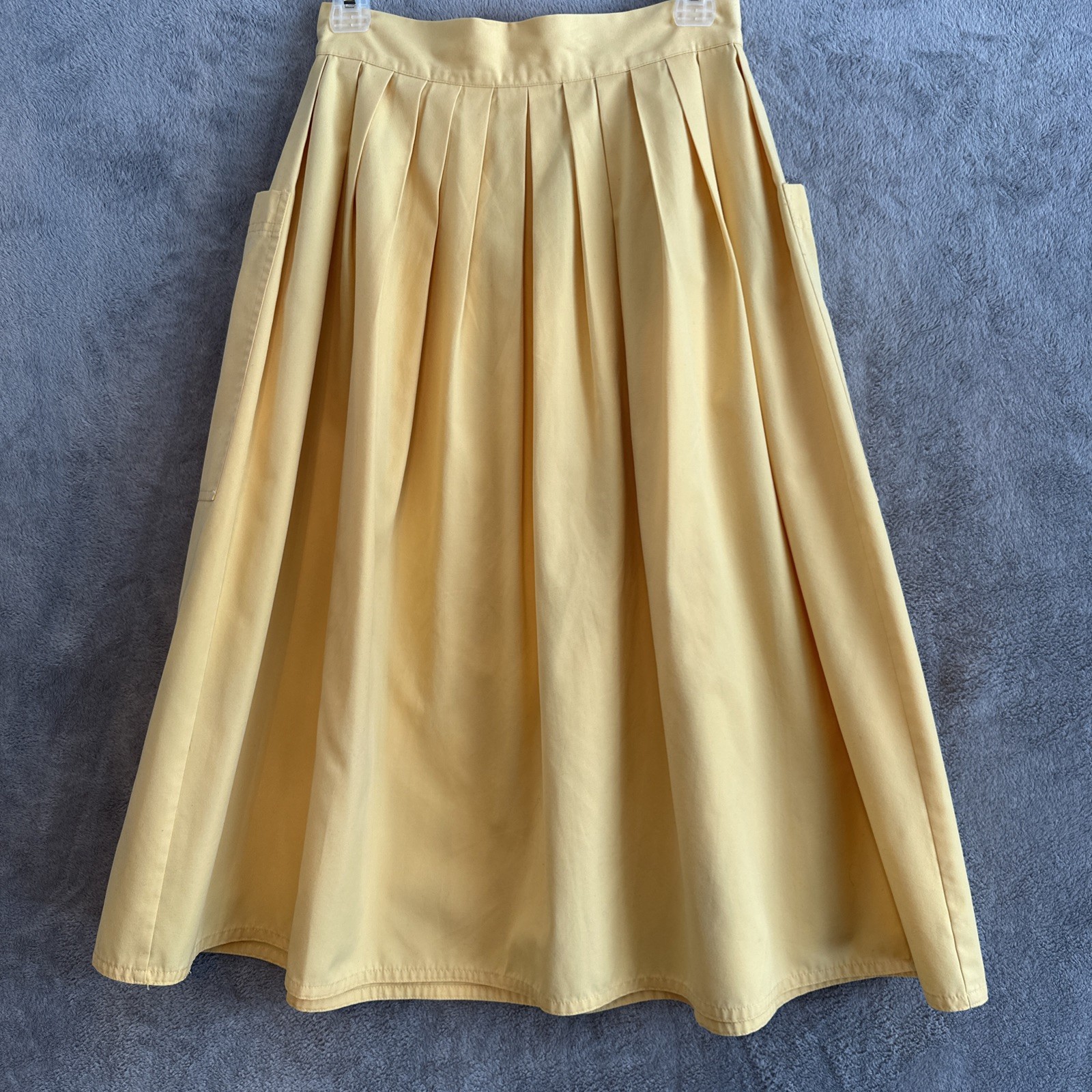 Vintage ROUIE Midi Skirt Butter Yellow Size 10 Pockets 80s - photo 4