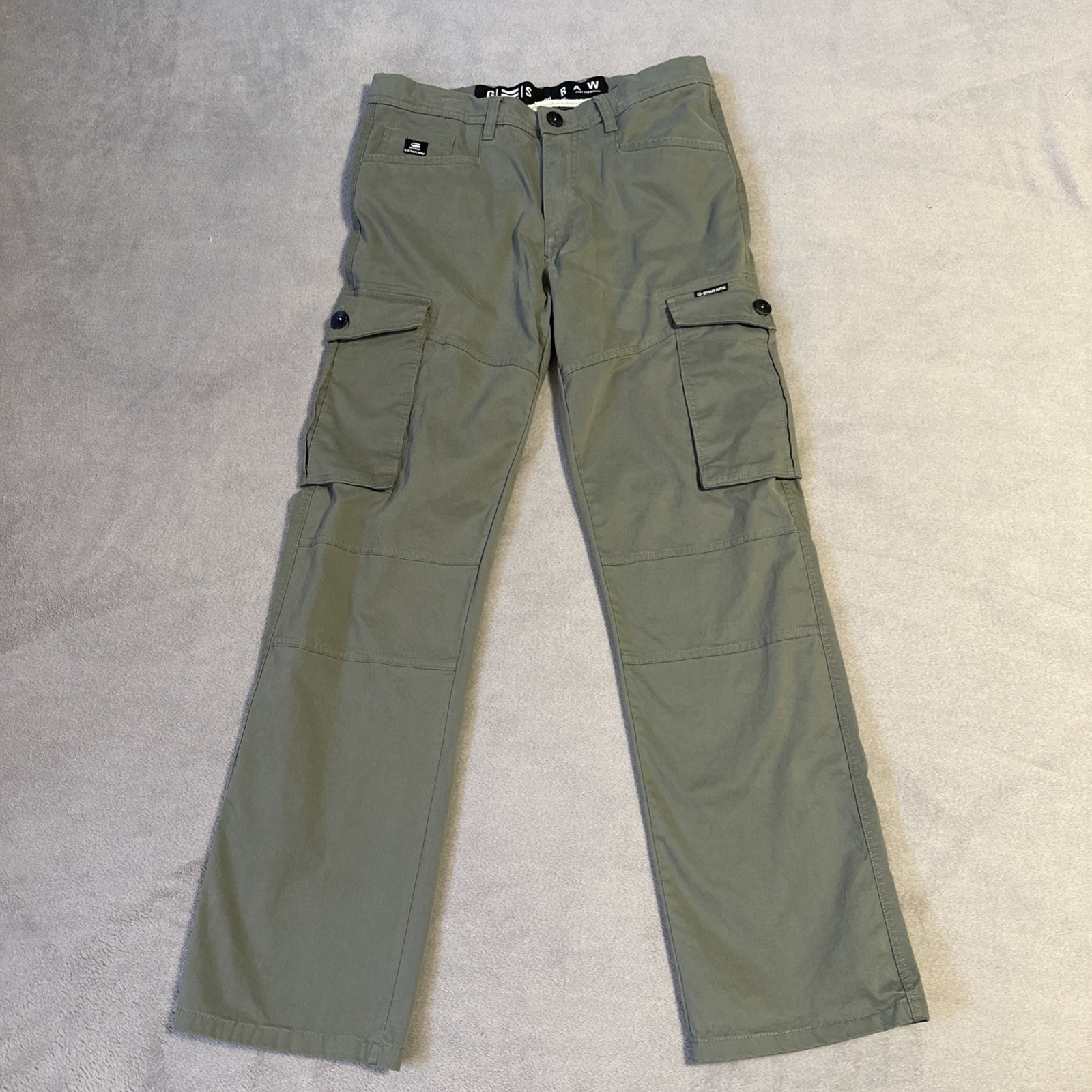 G-Star Raw Cargo 3D Pants Size 30 Button Pocket Army Green