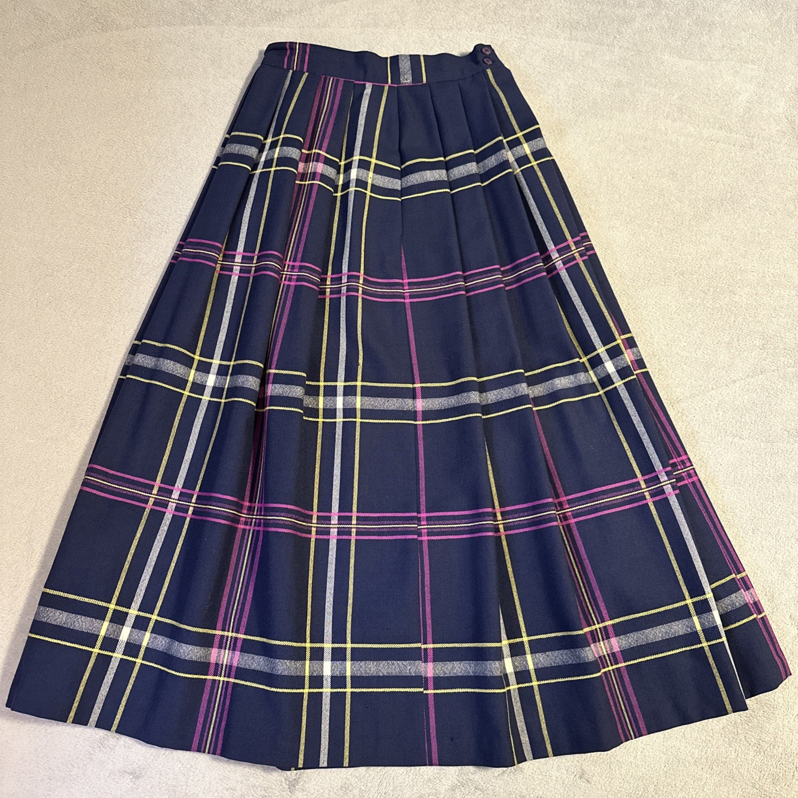 Louben Midi Skirt Plaid Vintage Size 6 100% Wool