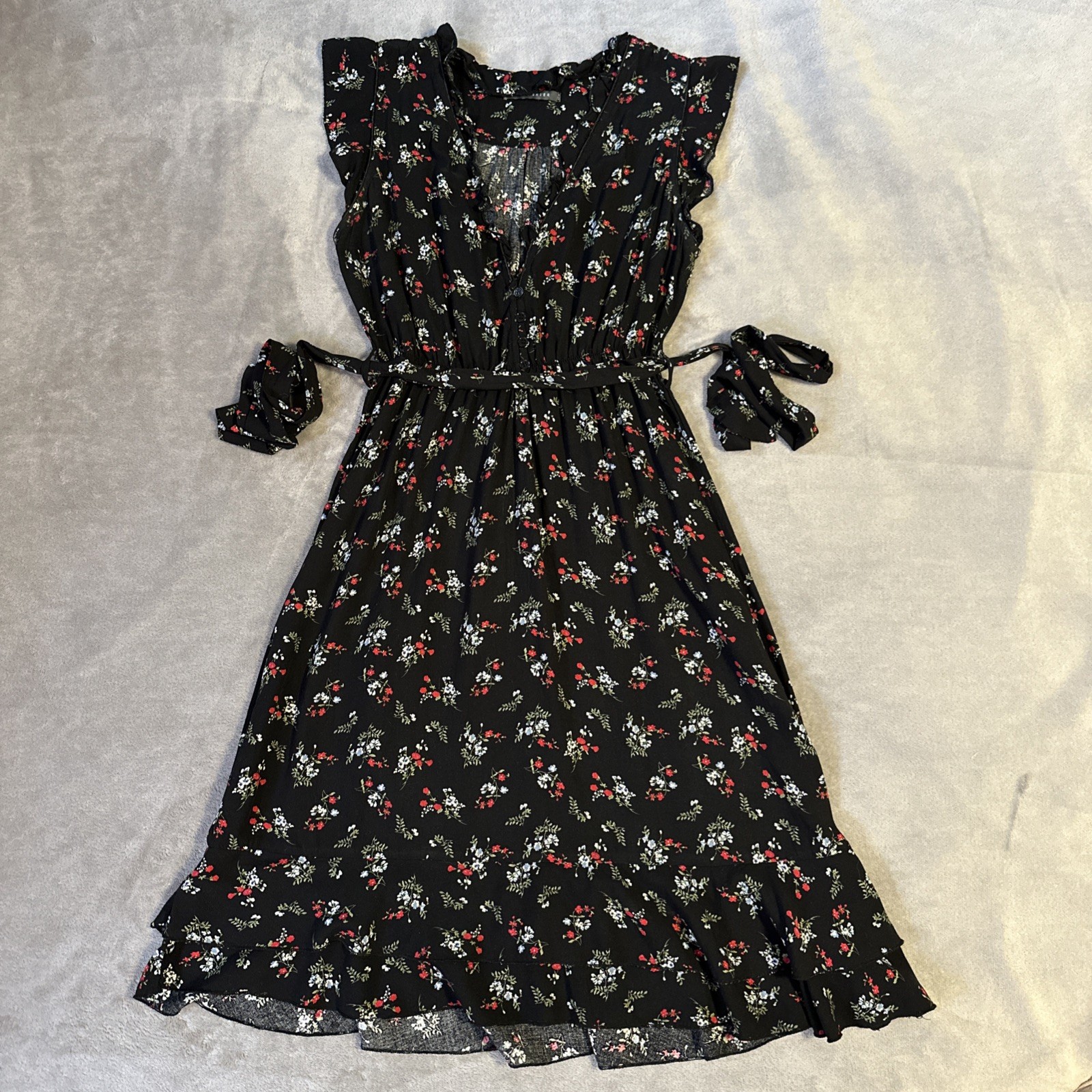 Ditsy Floral Midi Dress XS Prairie Boho Suzy Shier Cottagecore