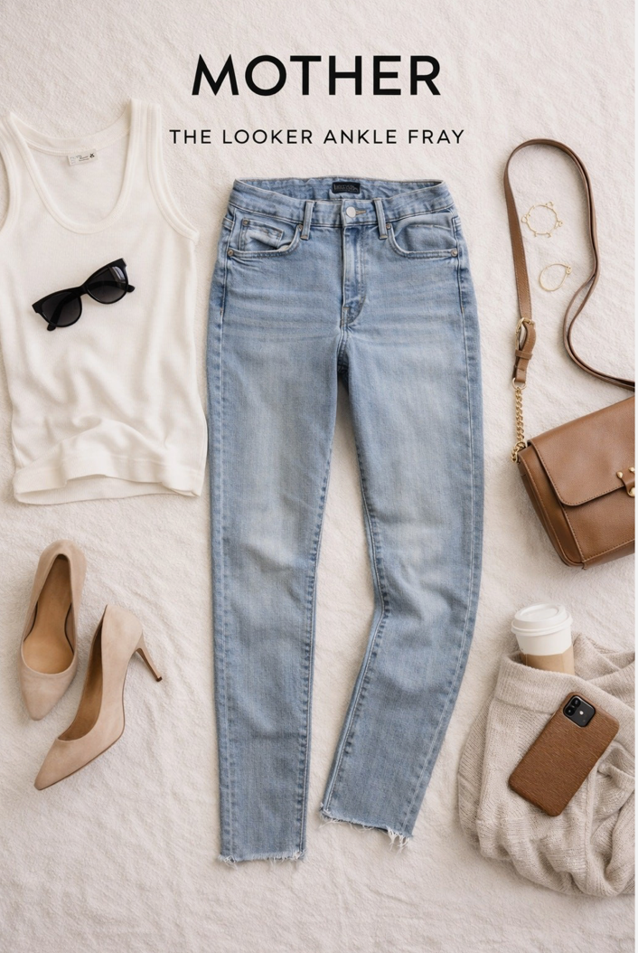 MOTHER The Looker Ankle Fray Skinny Jeans Size 25