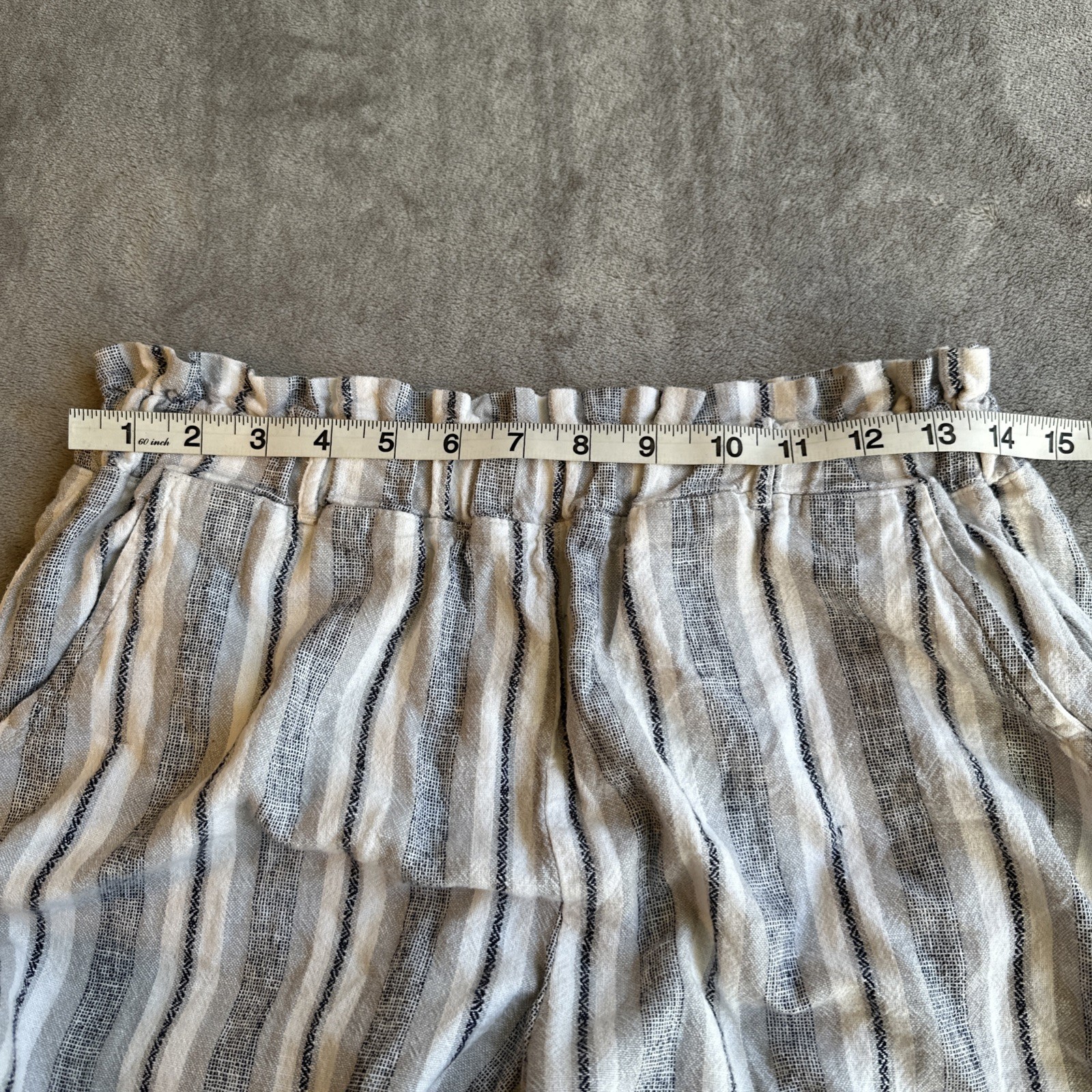 Linen Cotton Pants Women's Medium Striped Pull-On Beach Boho Res - photo 3