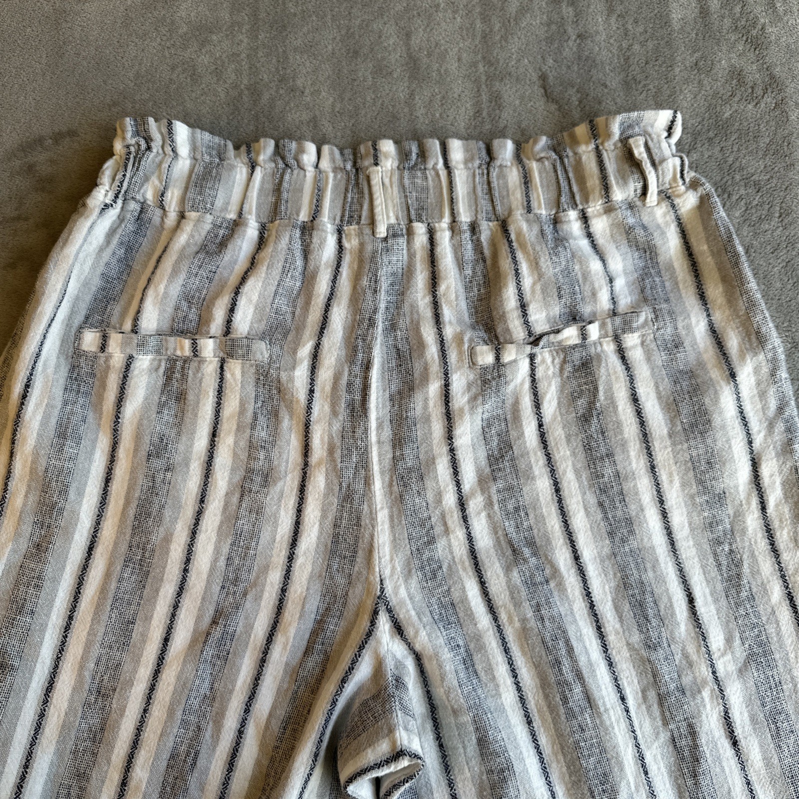 Linen Cotton Pants Women's Medium Striped Pull-On Beach Boho Res - photo 5