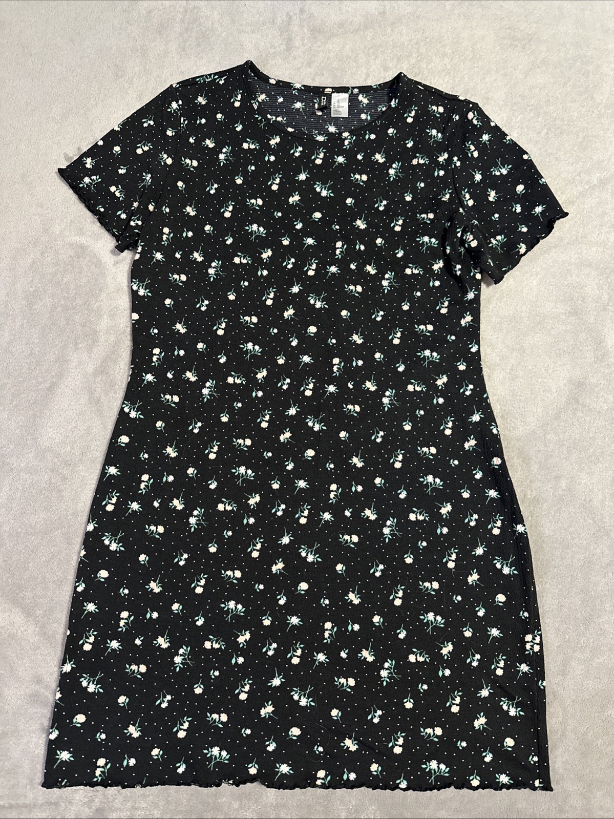 Cottagecore T-Shirt Dress Divided by H&M Black Floral Stretchy C