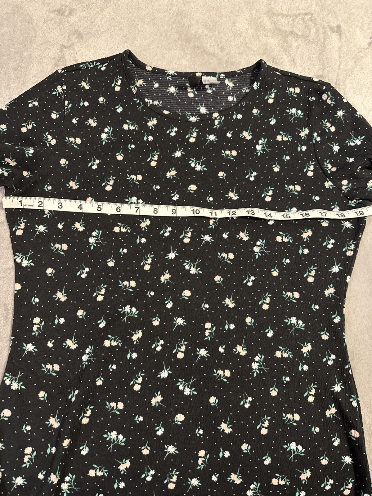 Cottagecore T-Shirt Dress Divided by H&M Black Floral Stretchy C - photo 2