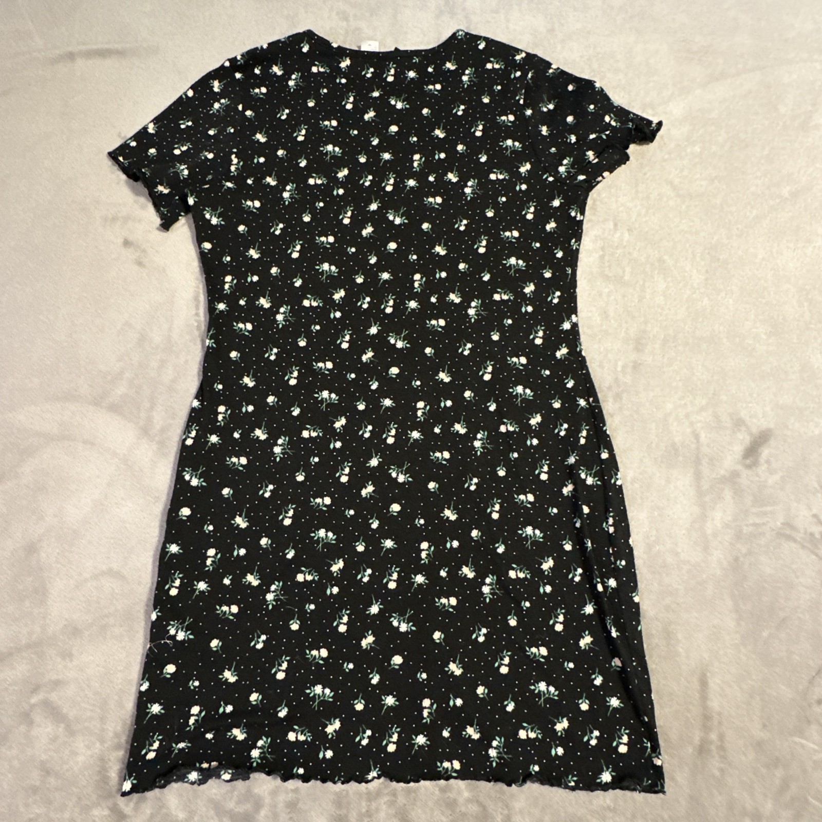 Cottagecore T-Shirt Dress Divided by H&M Black Floral Stretchy C - photo 5