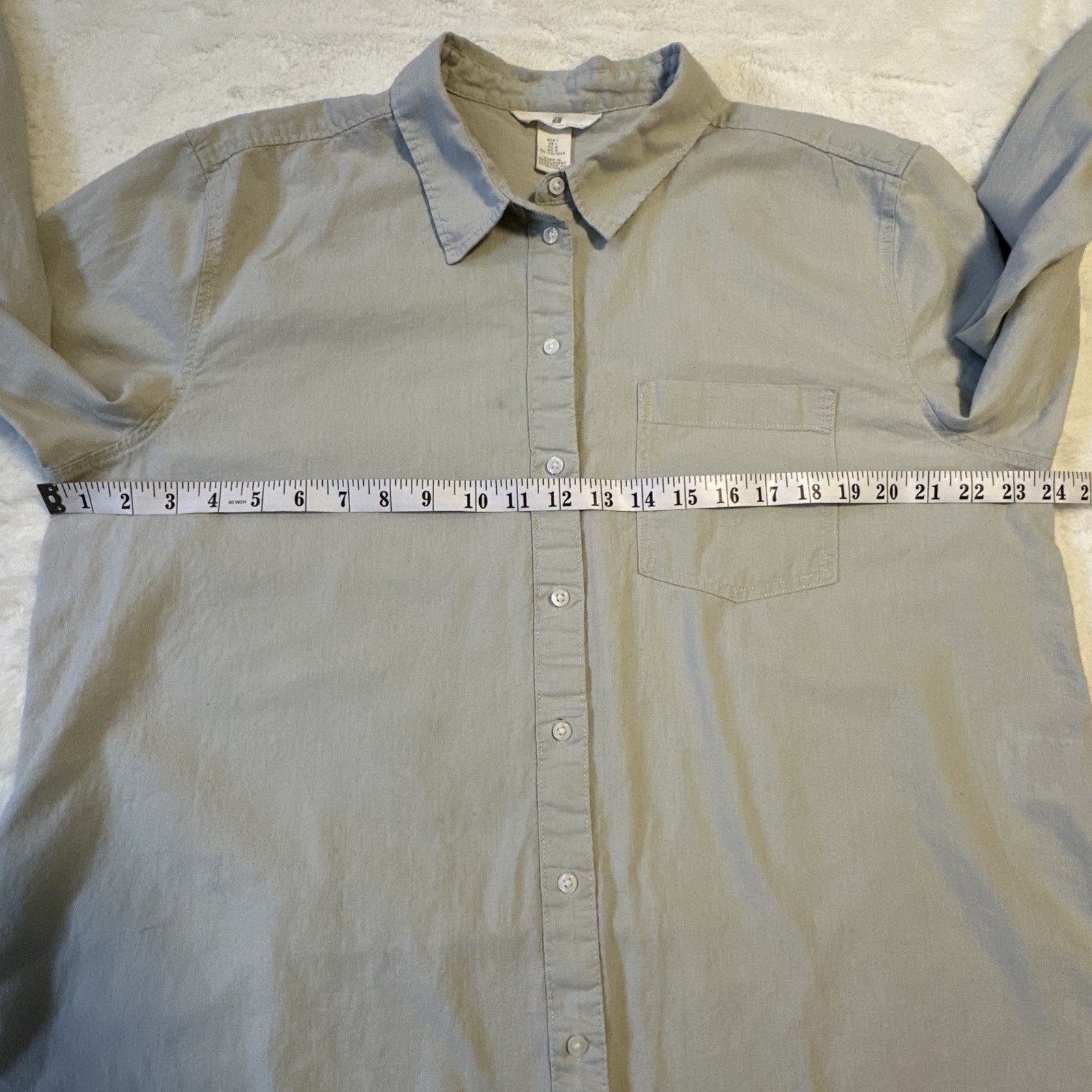 H&M Oatmeal Linen Blouse Shirt Button Women’s Large Minimalist S - photo 2