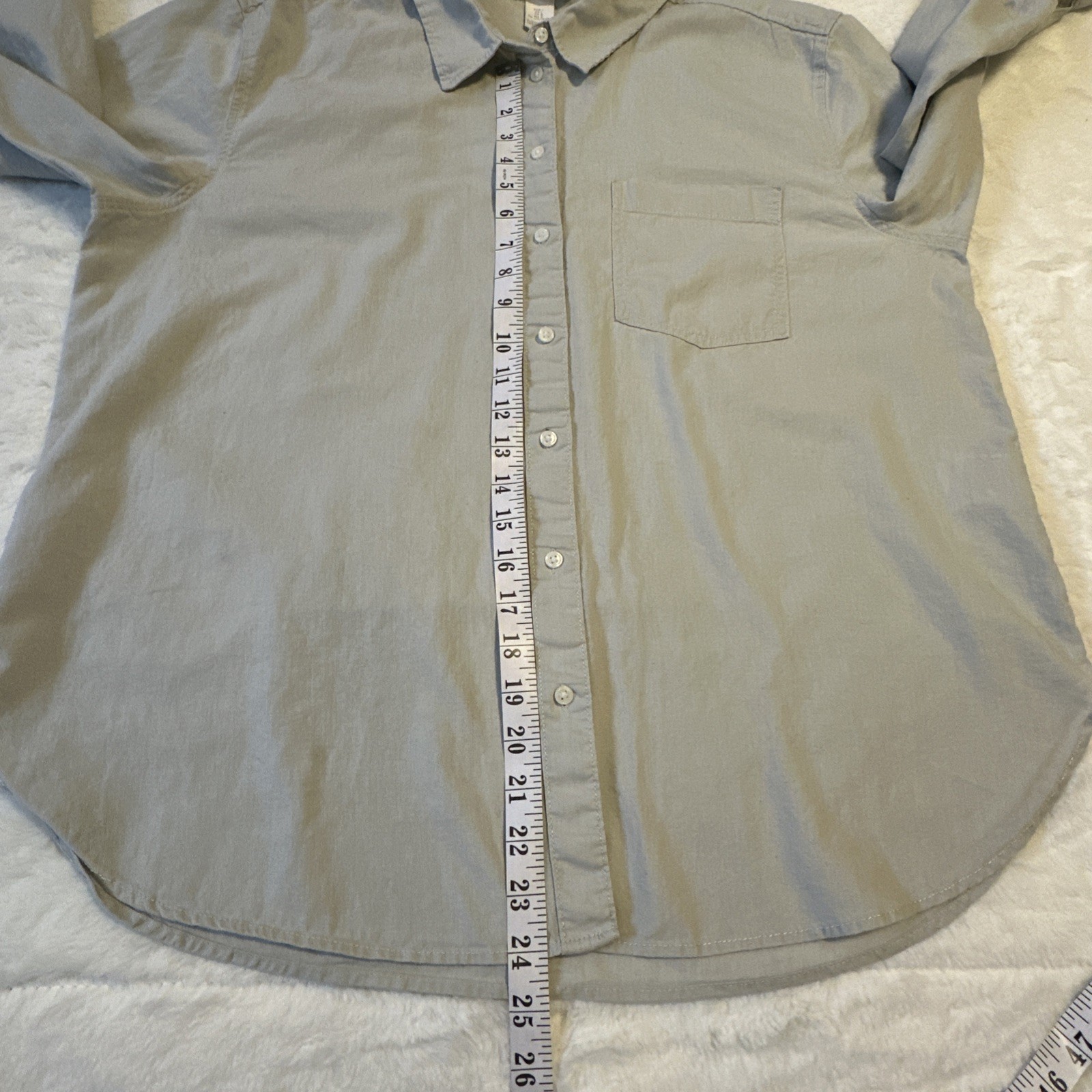 H&M Oatmeal Linen Blouse Shirt Button Women’s Large Minimalist S - photo 3