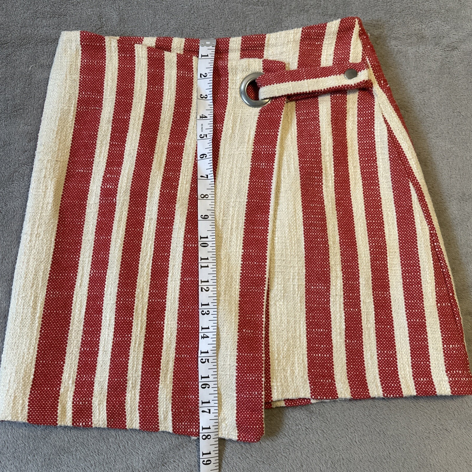 Free People It's A Wrap Skirt M Tweed Red Off-White Coastal Stri - photo 3