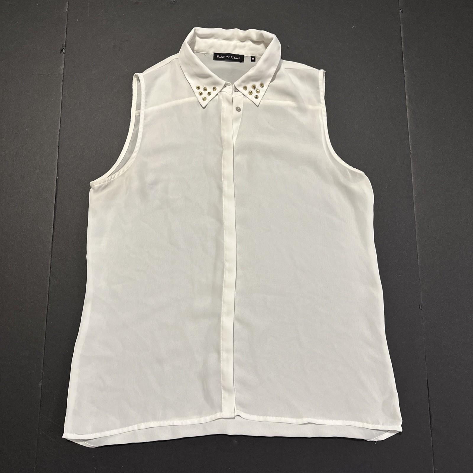 Violet & Claire Sheer White Sleeveless Blouse - Size M