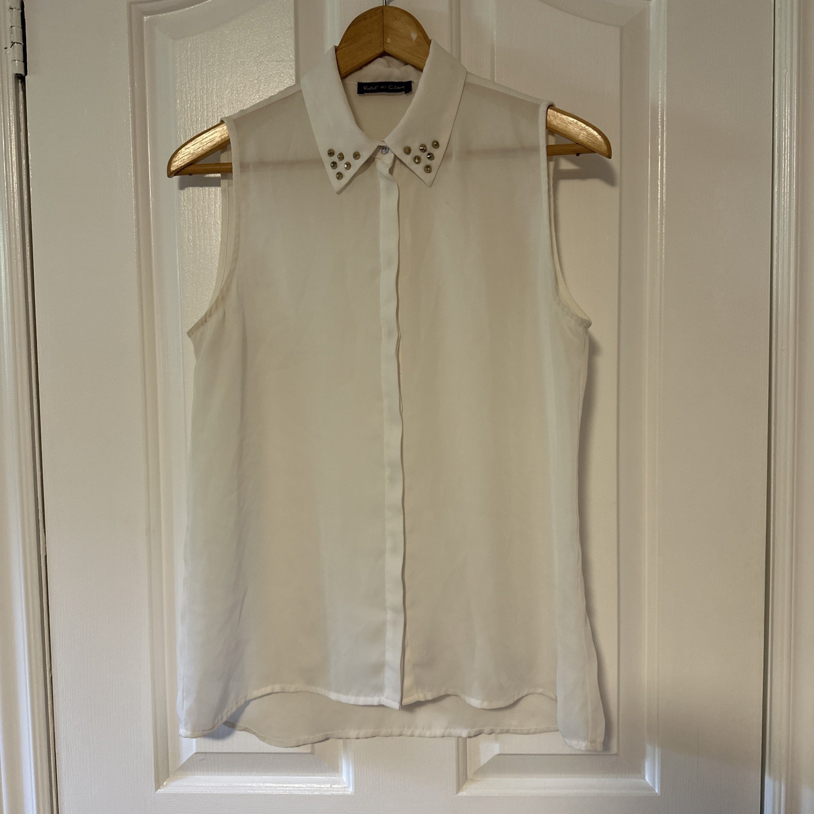 Violet & Claire Sheer White Sleeveless Blouse - Size M - photo 2