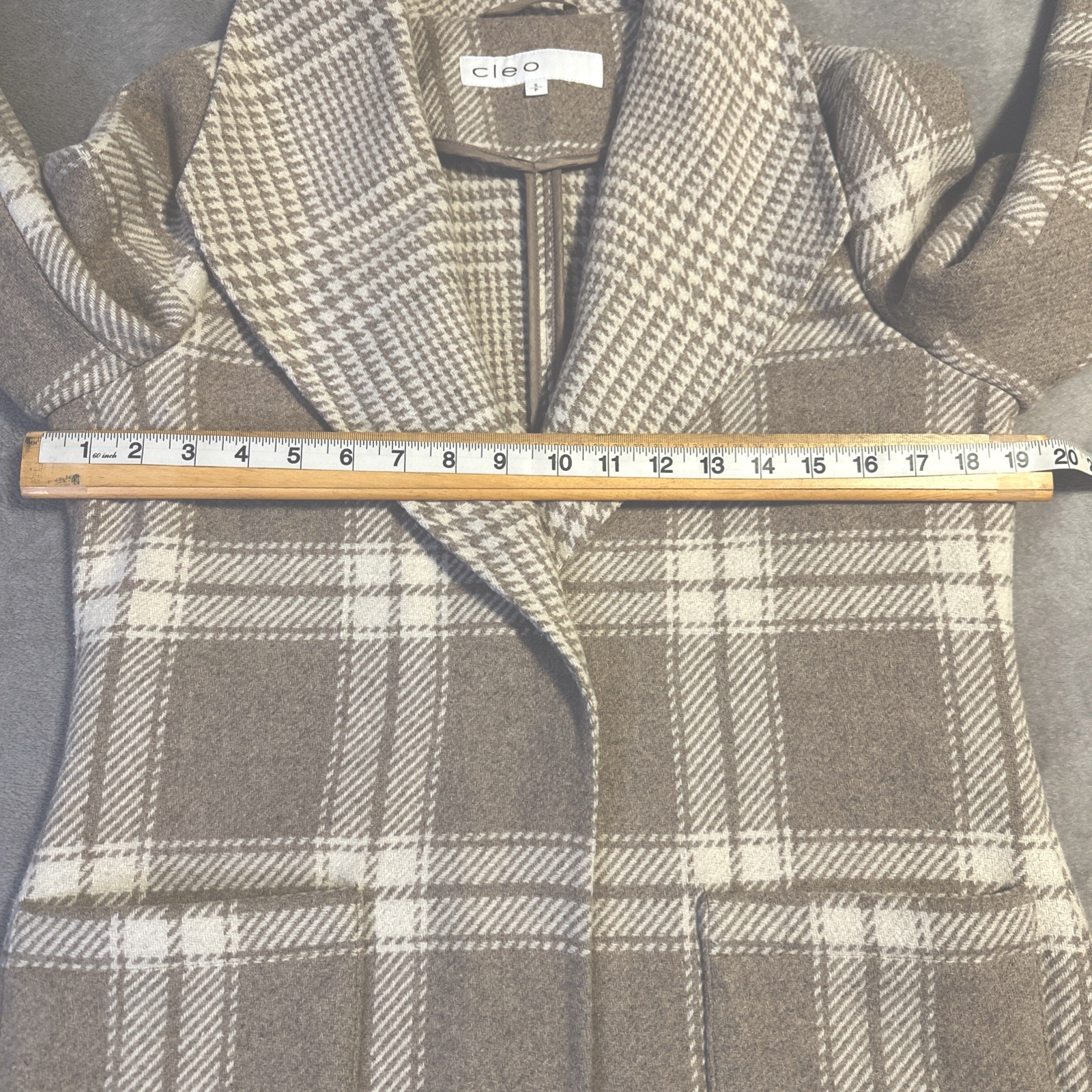 Cleo Women's Wool Coat Small Brown White Plaid Coatigan Classic - photo 3