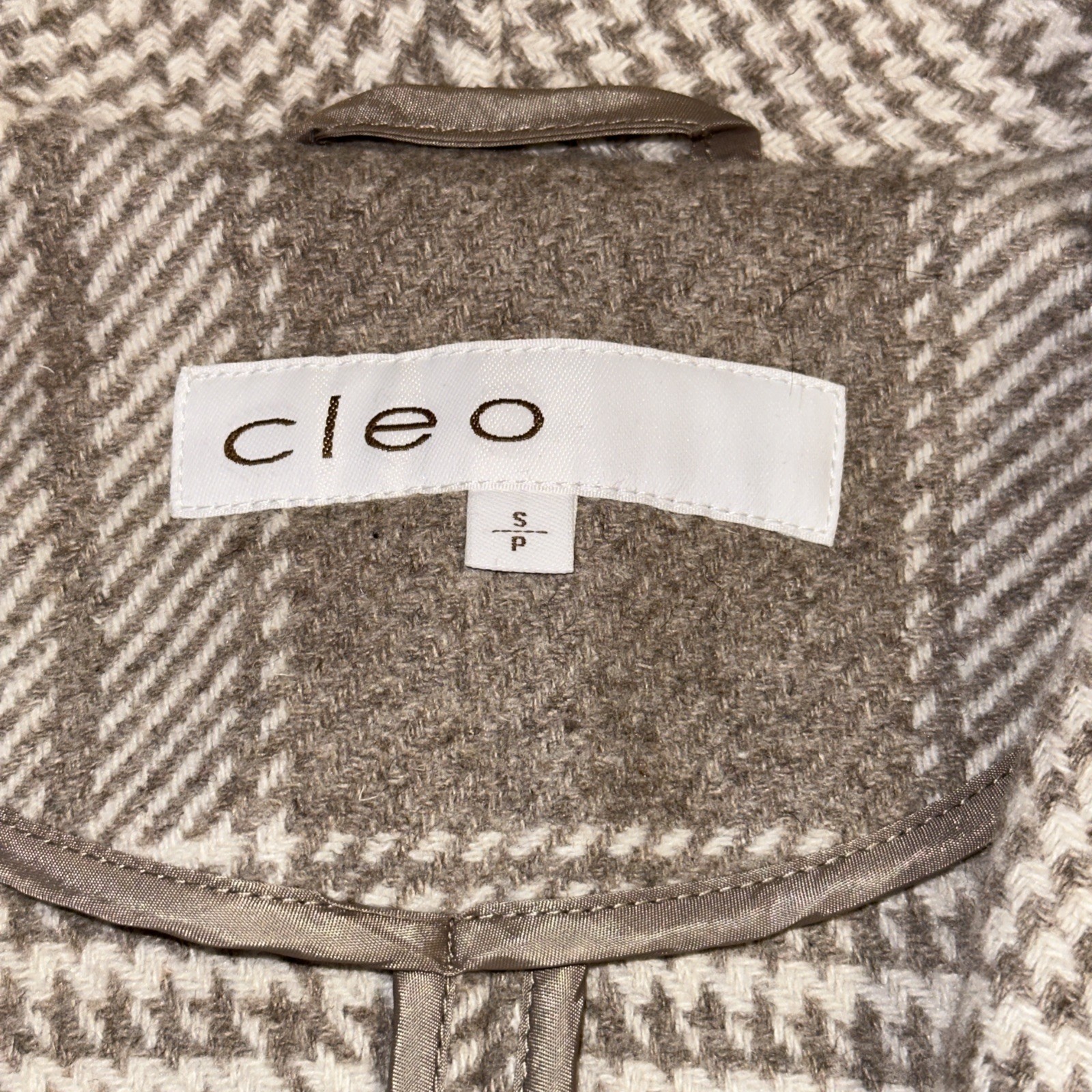 Cleo Women's Wool Coat Small Brown White Plaid Coatigan Classic - photo 5