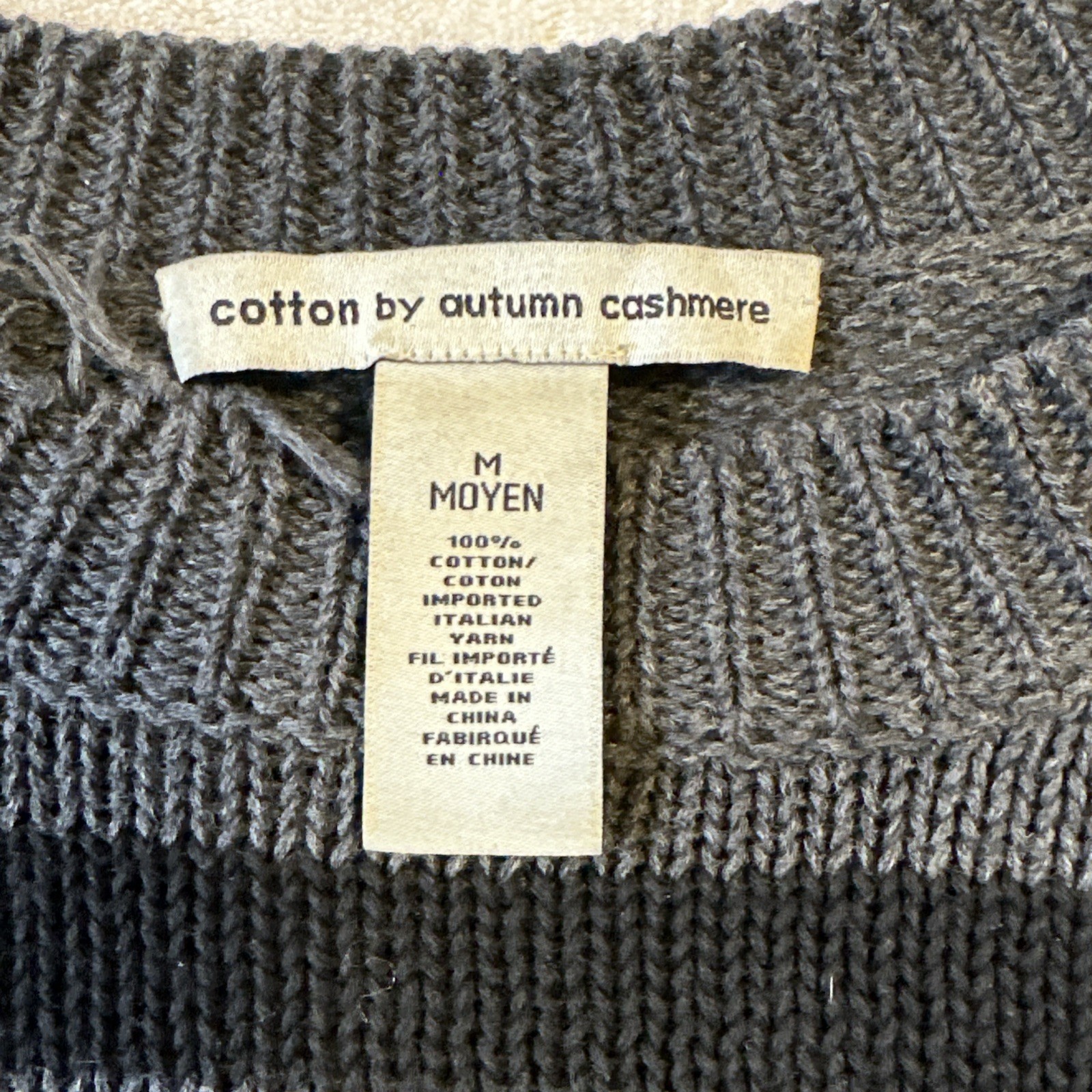 Autumn Cashmere Distressed Striped Sweater M Grey - photo 3