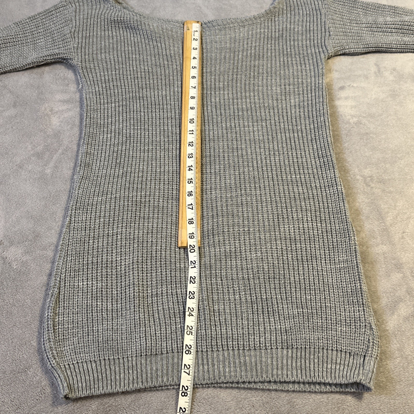 Missguided Grey Sweater Dress S/M Cottagecore Off-Shoulder Knitt - photo 5