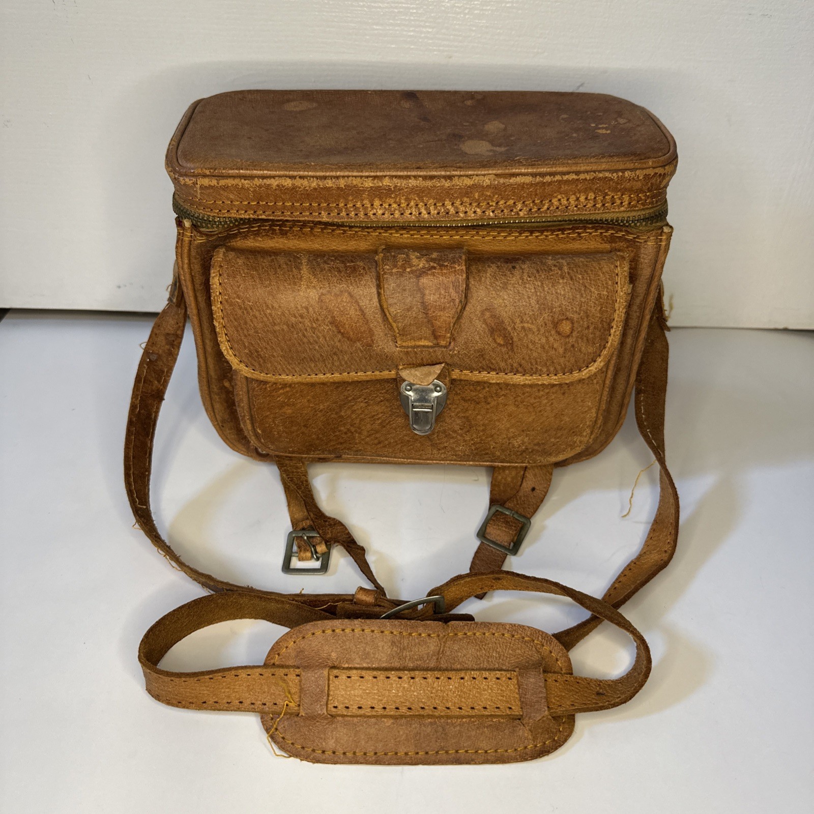 Ready to restore! Vintage Leather Camera Bag Case Brown Antique