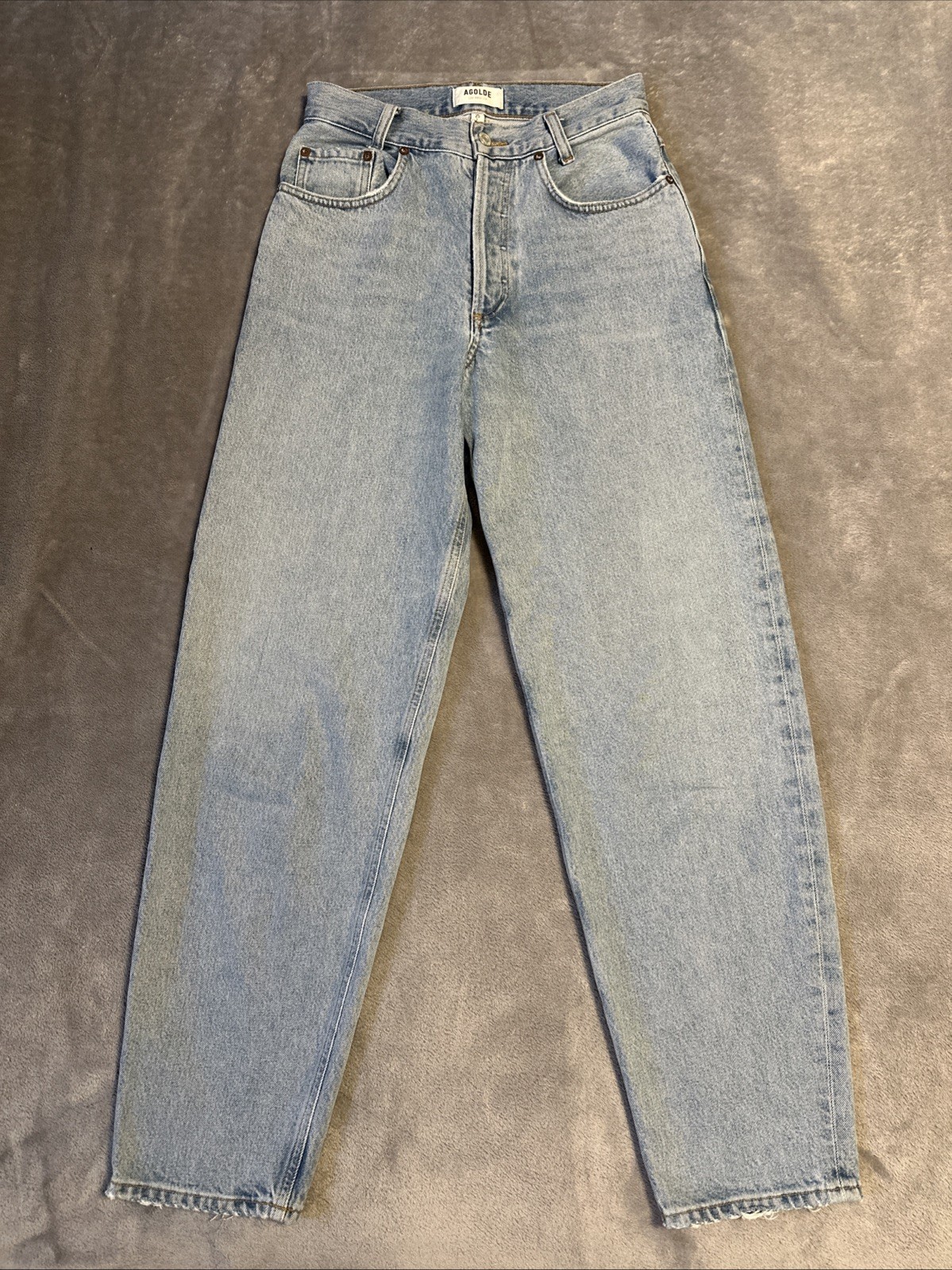 AGOLDE High Rise Tapered Baggy Jeans Light Wash Size 25 - photo 3
