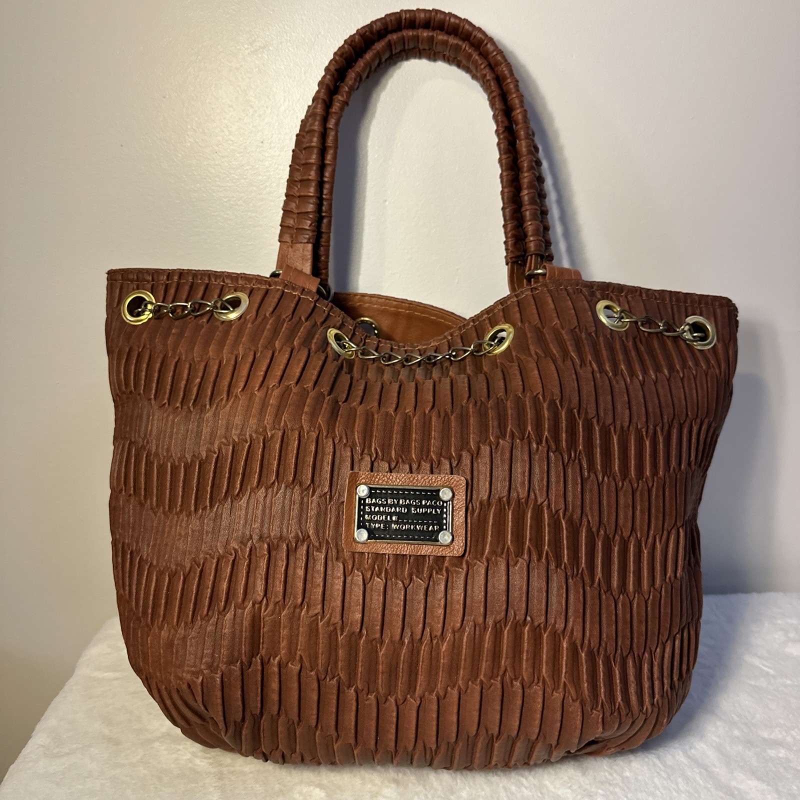 Paco Standard Supply Brown Ruched Leather Shoulder Bag