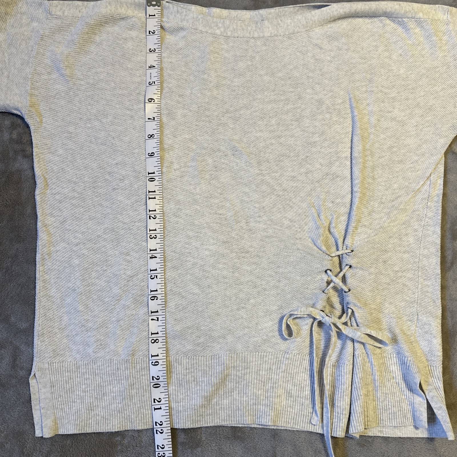 Oui European Chic Side-Tie Knit Sweater Gray Small - photo 4