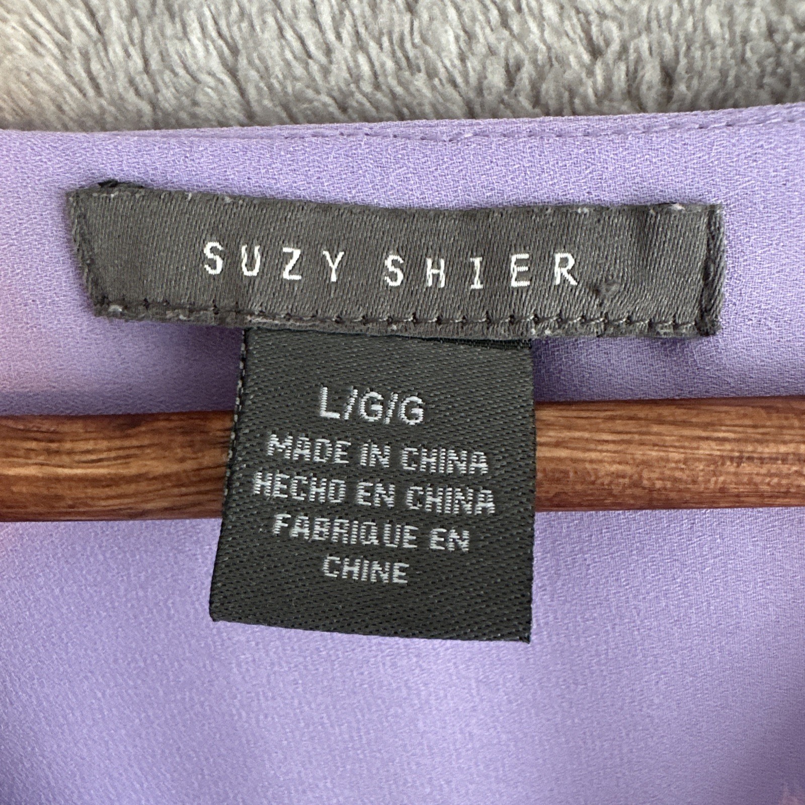 Suzy Shier Lavender Button-Down Blouse Large Purple Flowy Workwe - photo 2