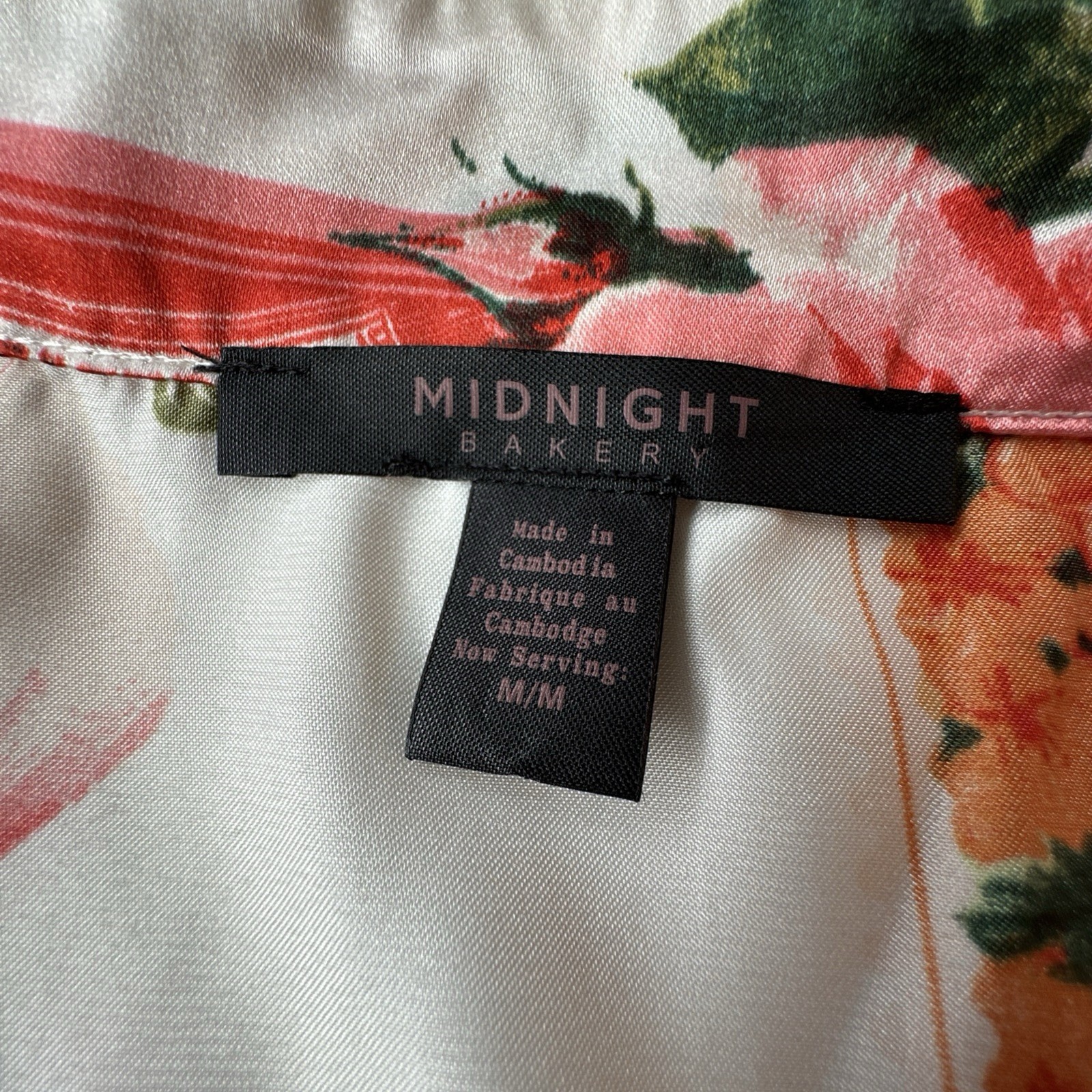 Midnight Bakery Fruit Print 2pc Pajama Set M Satin Pants Loungew - photo 3