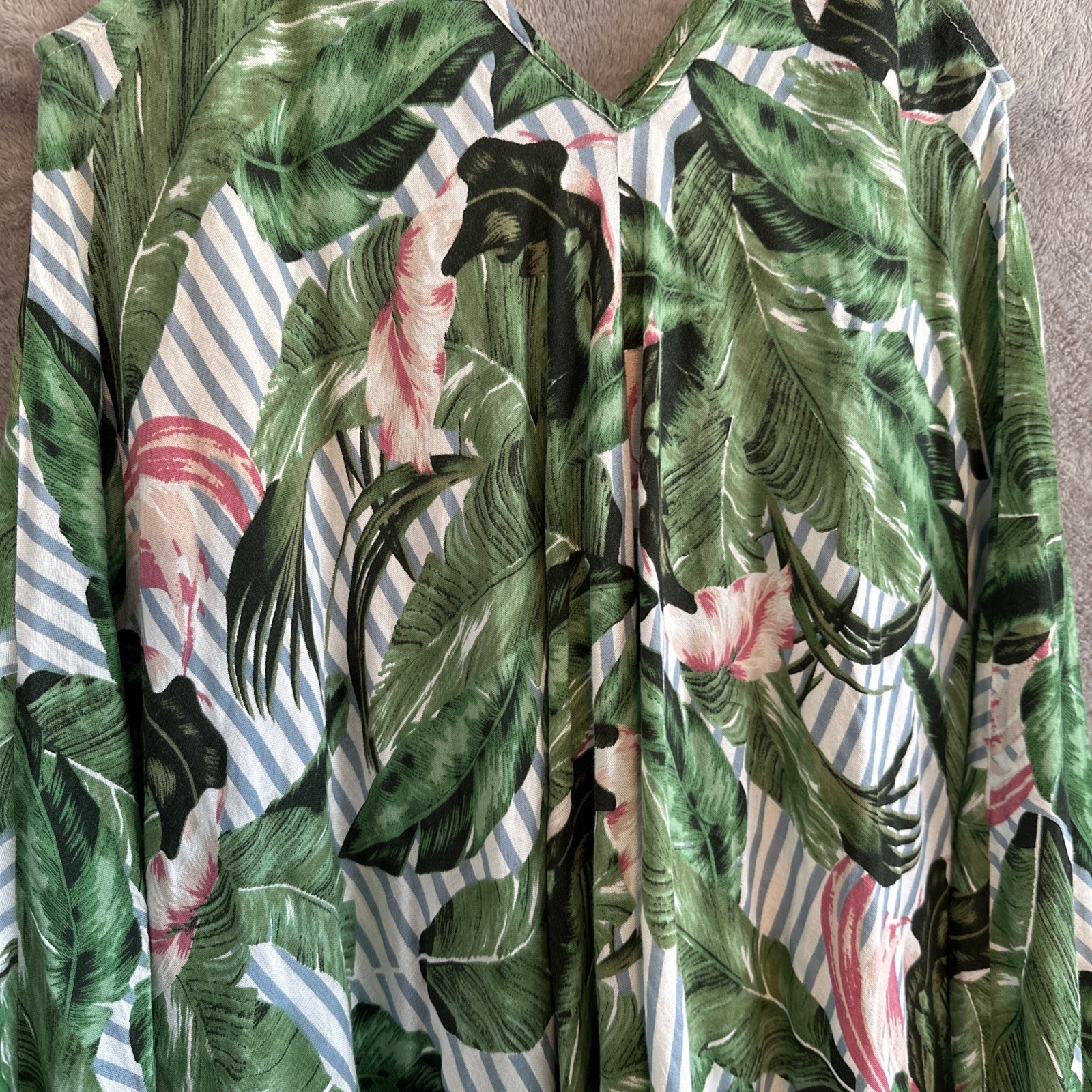 Goa Beachwear by Japna Dress Women's Size L Blue Stripe Green Le - photo 2