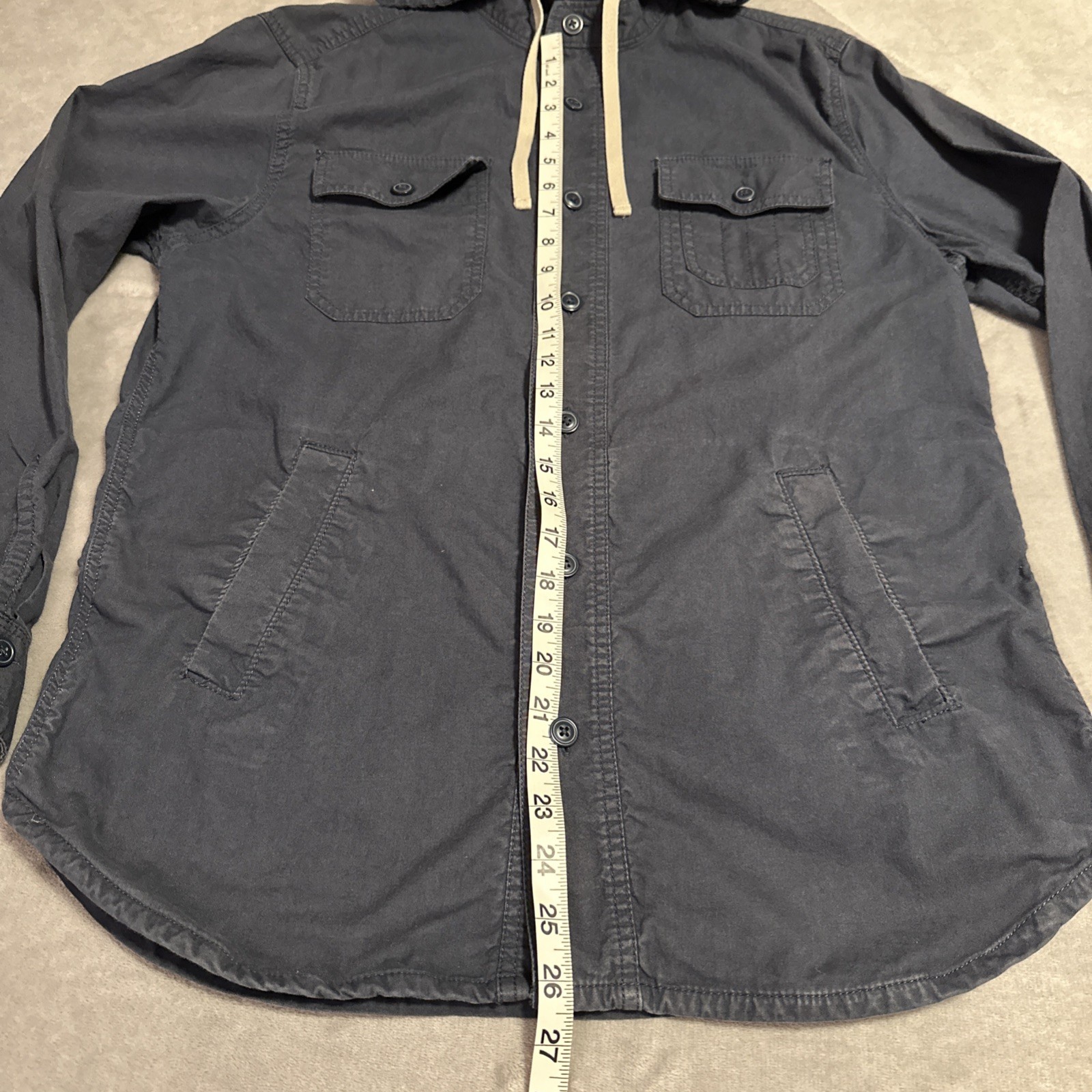 Gap Hooded Shacket - Men's Medium - Blue Lightweight Utility Shi - photo 3