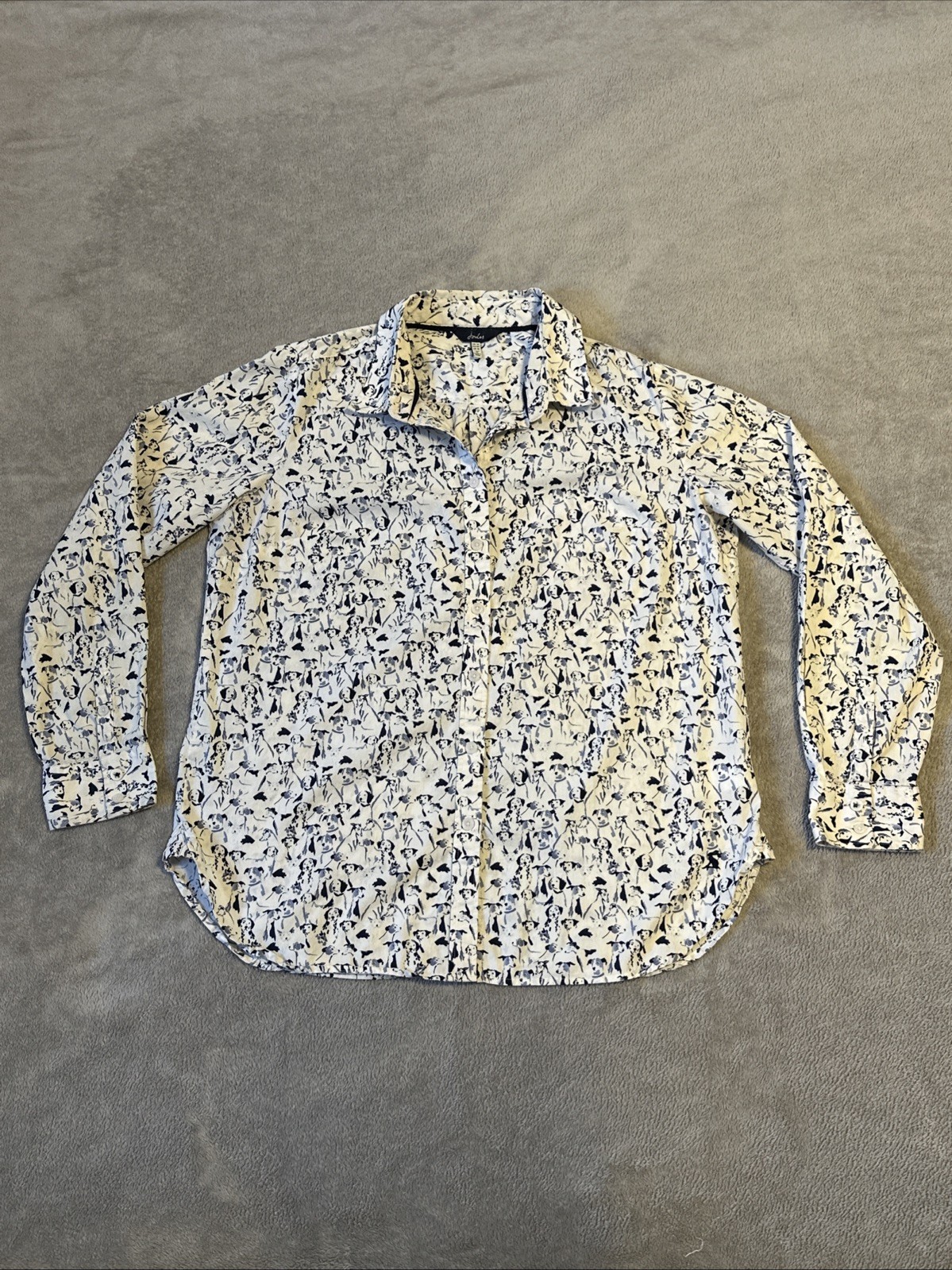 Joules Dog Print Shirt Women's 10 Lucie Button Up Long Sleeve Wh - photo 2