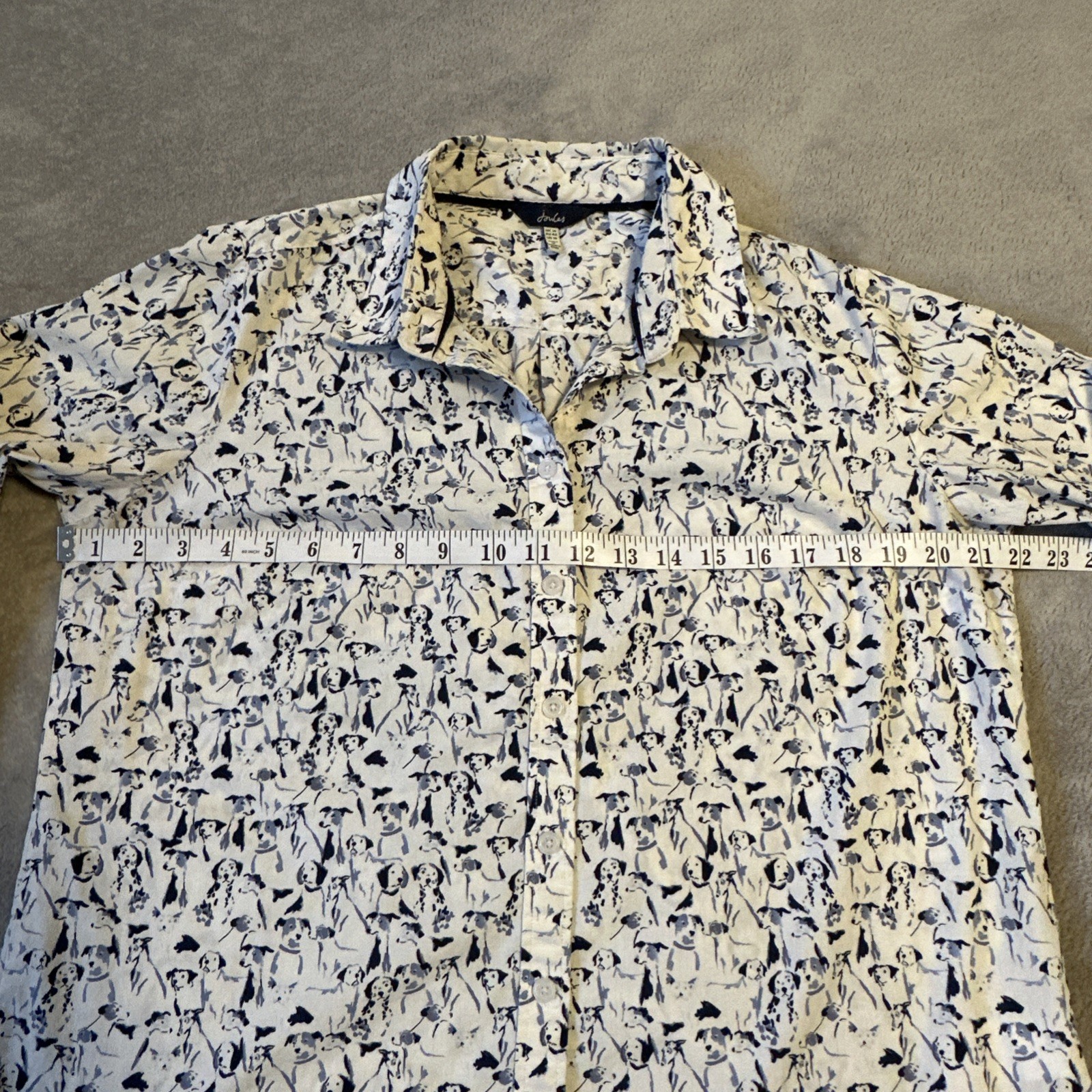 Joules Dog Print Shirt Women's 10 Lucie Button Up Long Sleeve Wh - photo 3