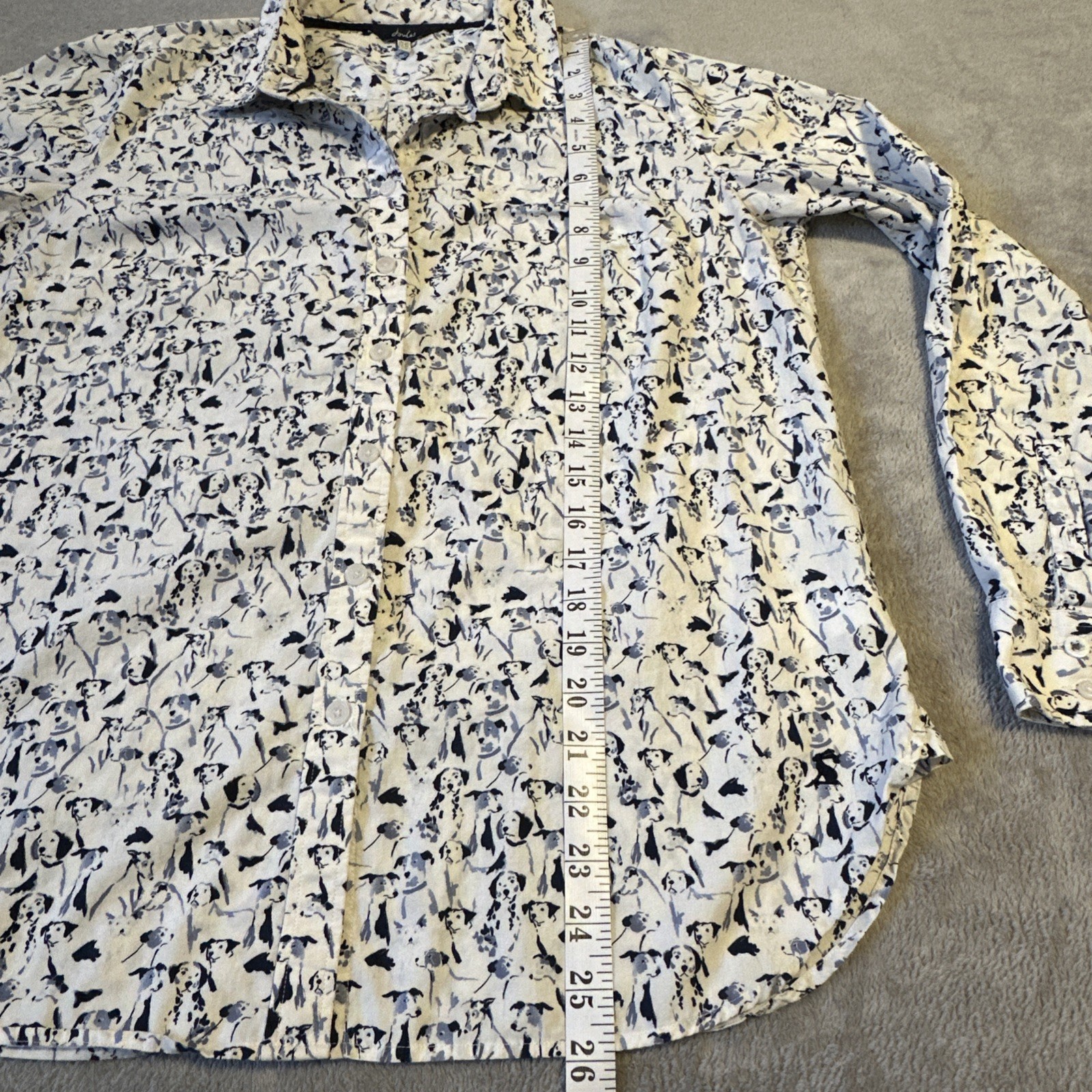 Joules Dog Print Shirt Women's 10 Lucie Button Up Long Sleeve Wh - photo 4