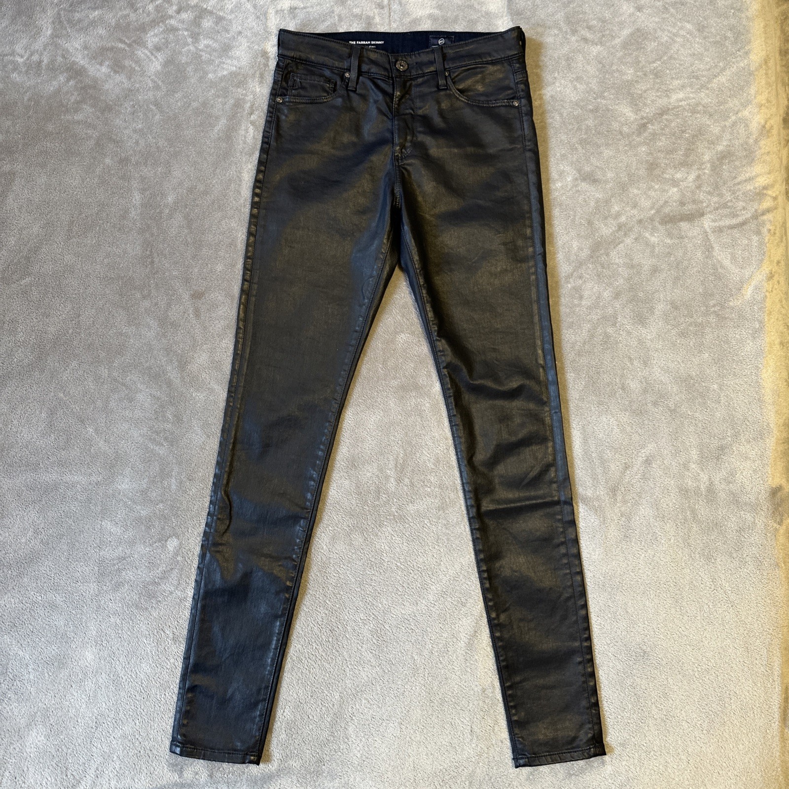 AG Jeans The Farrah High Rise Skinny Leatherette Coated Jeans Bl - photo 5