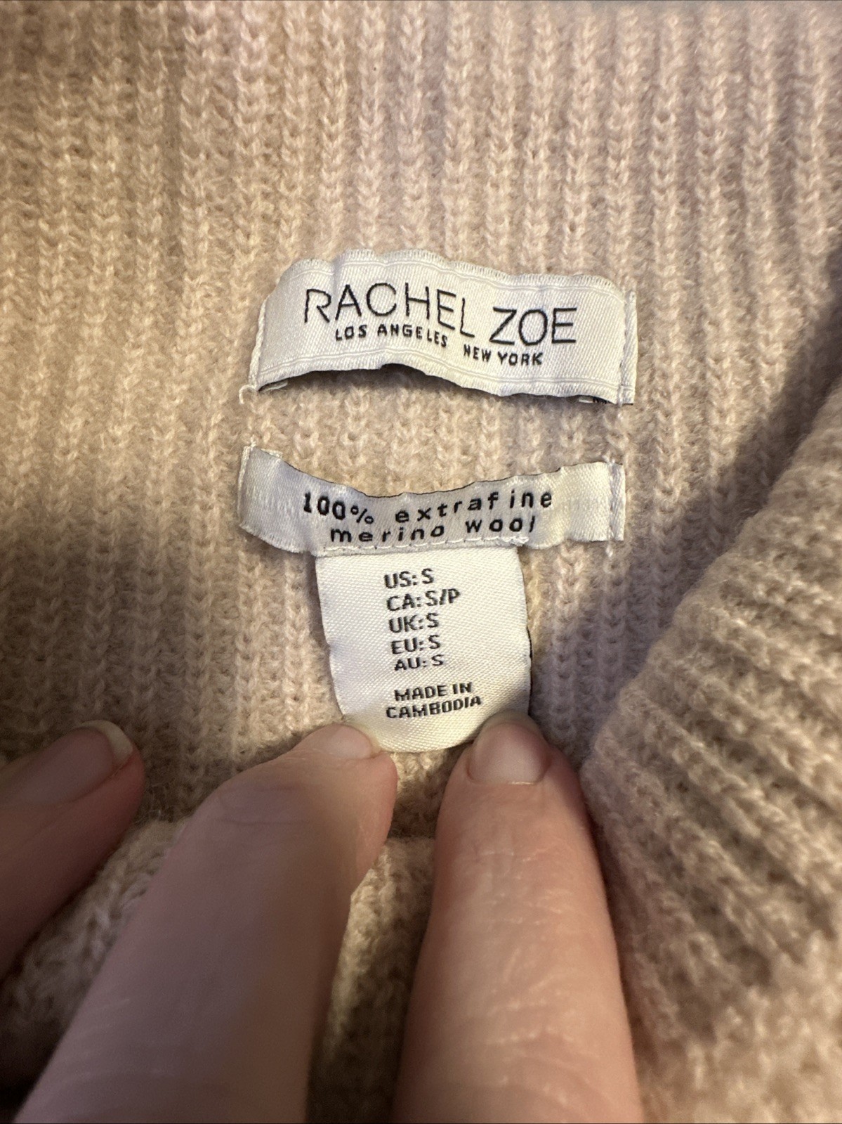Rachel Zoe Blush Pink Merino Wool Mock Neck Sweater - Small - photo 4
