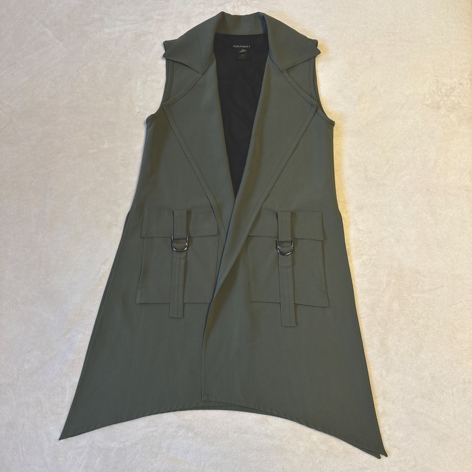 Periphery Olive Green Longline Vest - Small