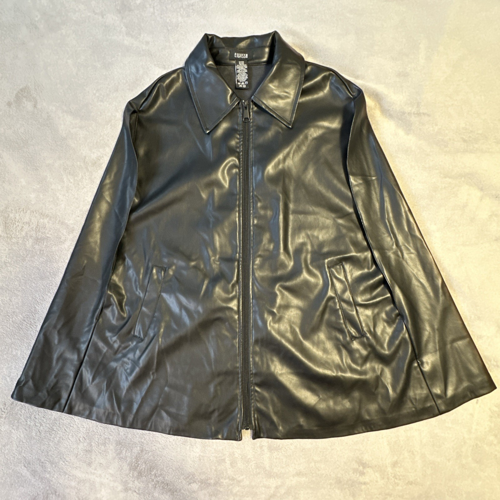Eivissa Cape Vest Black Faux Leather Medium Oversized Goth Punk