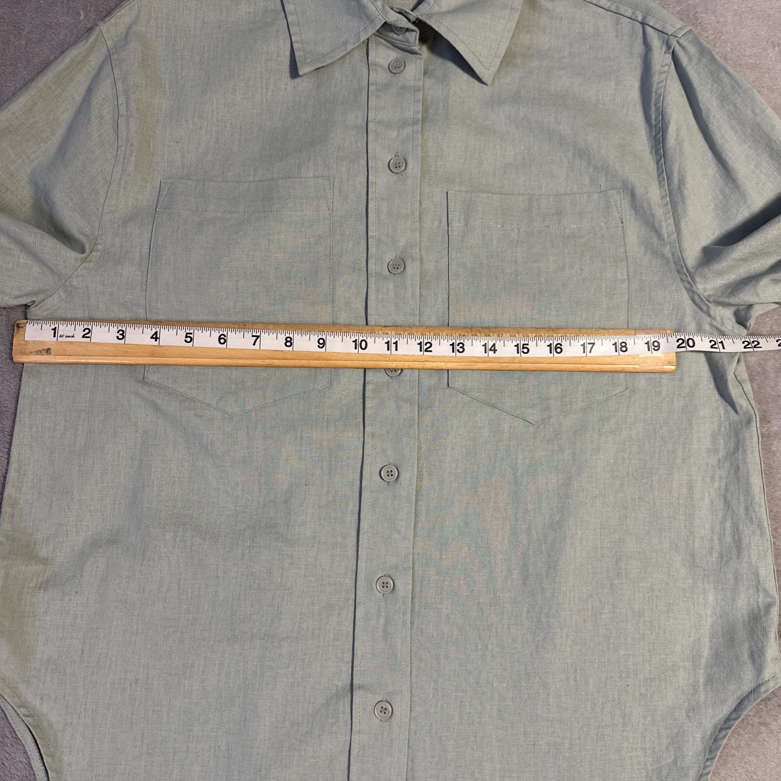 Cleo Oversized Button Down Shirt Small Linen Sage Green - photo 2