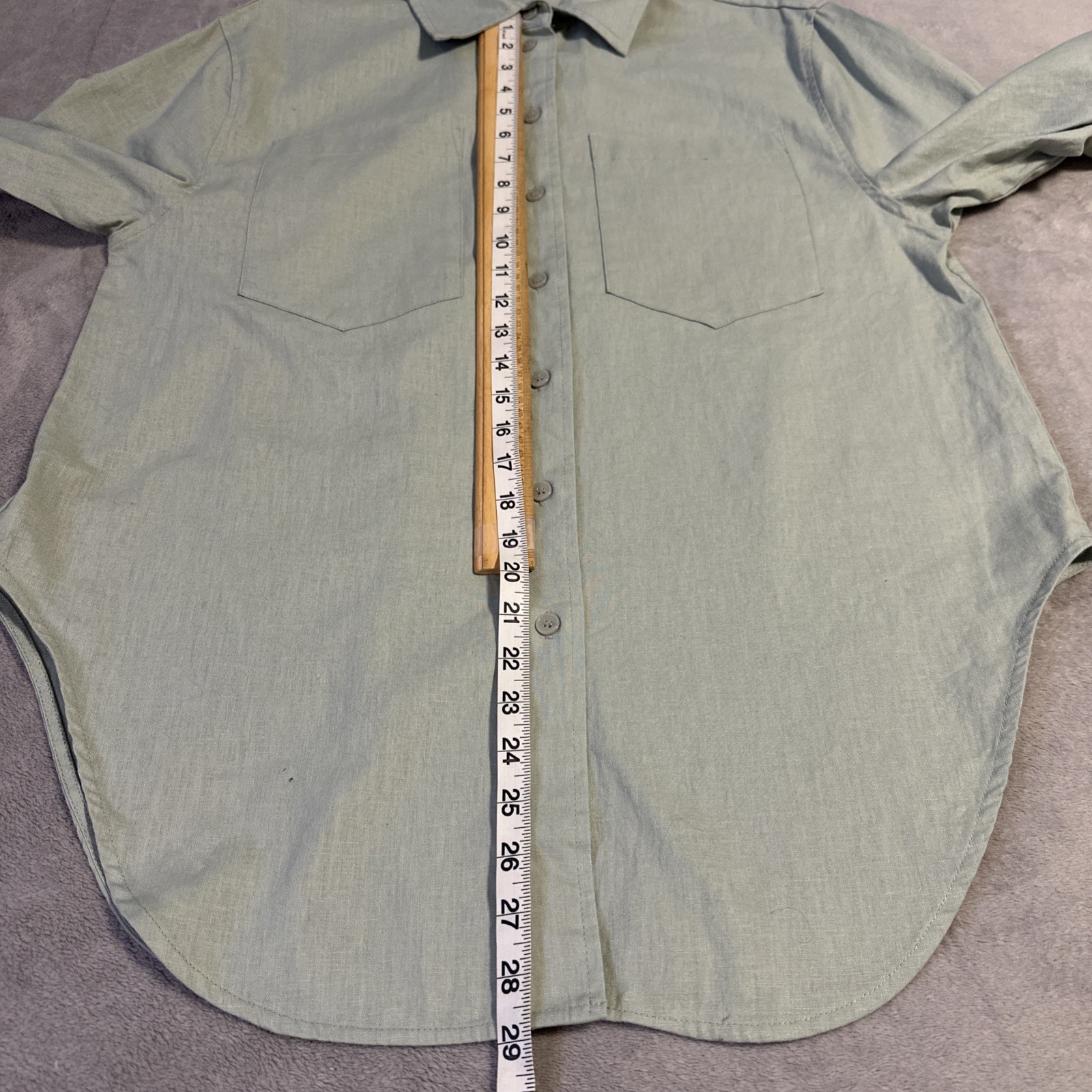 Cleo Oversized Button Down Shirt Small Linen Sage Green - photo 3