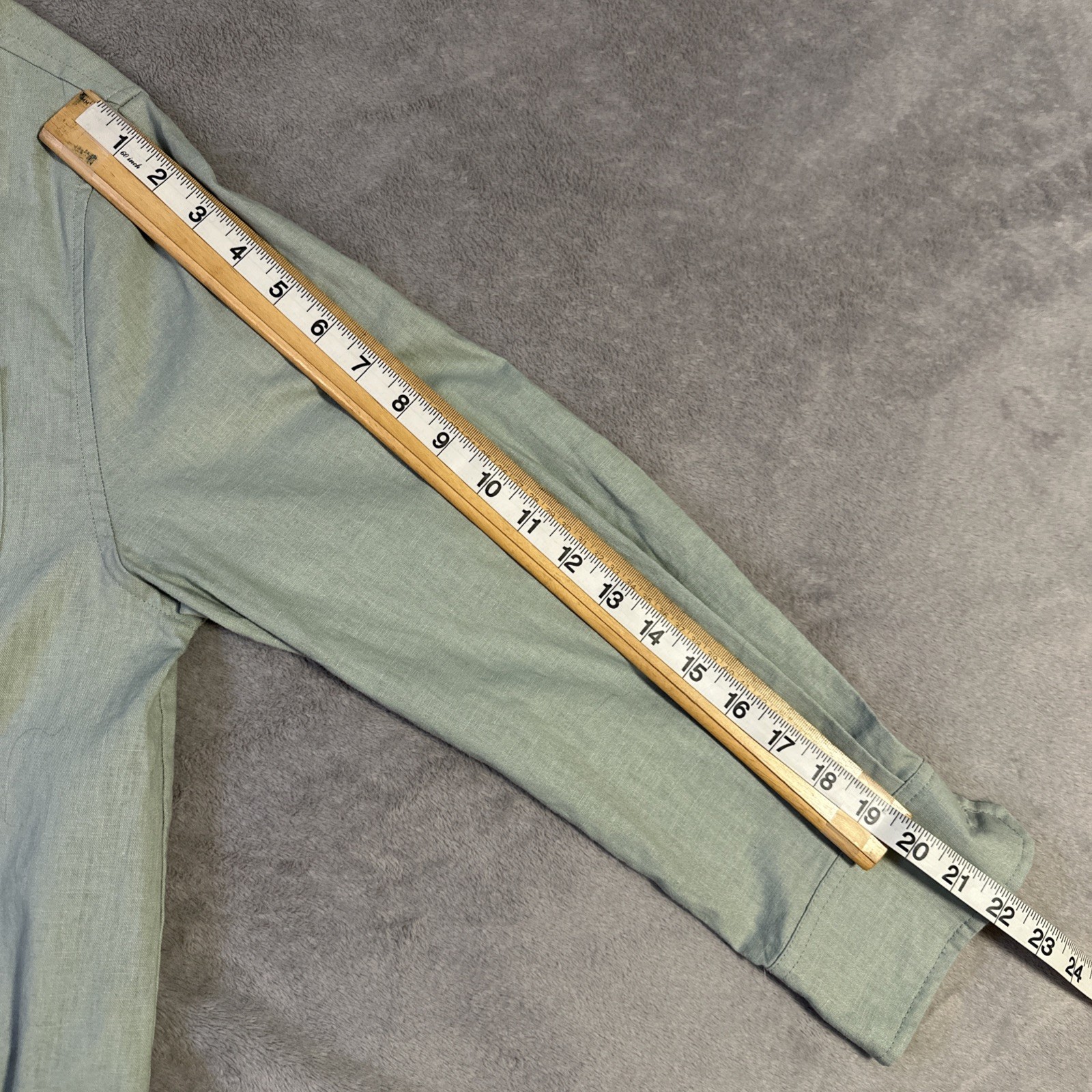 Cleo Oversized Button Down Shirt Small Linen Sage Green - photo 4