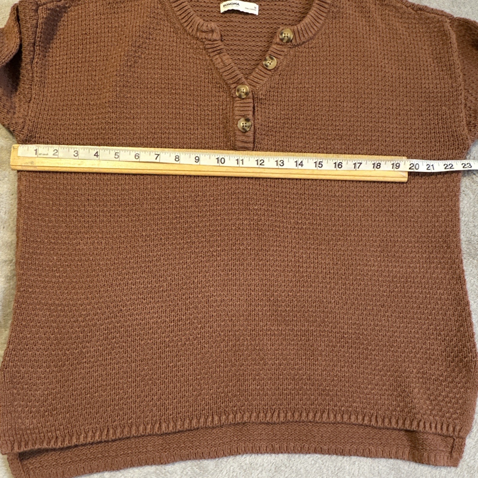 Sonoma Knit Sweater Women's Medium Brown Henley - photo 5