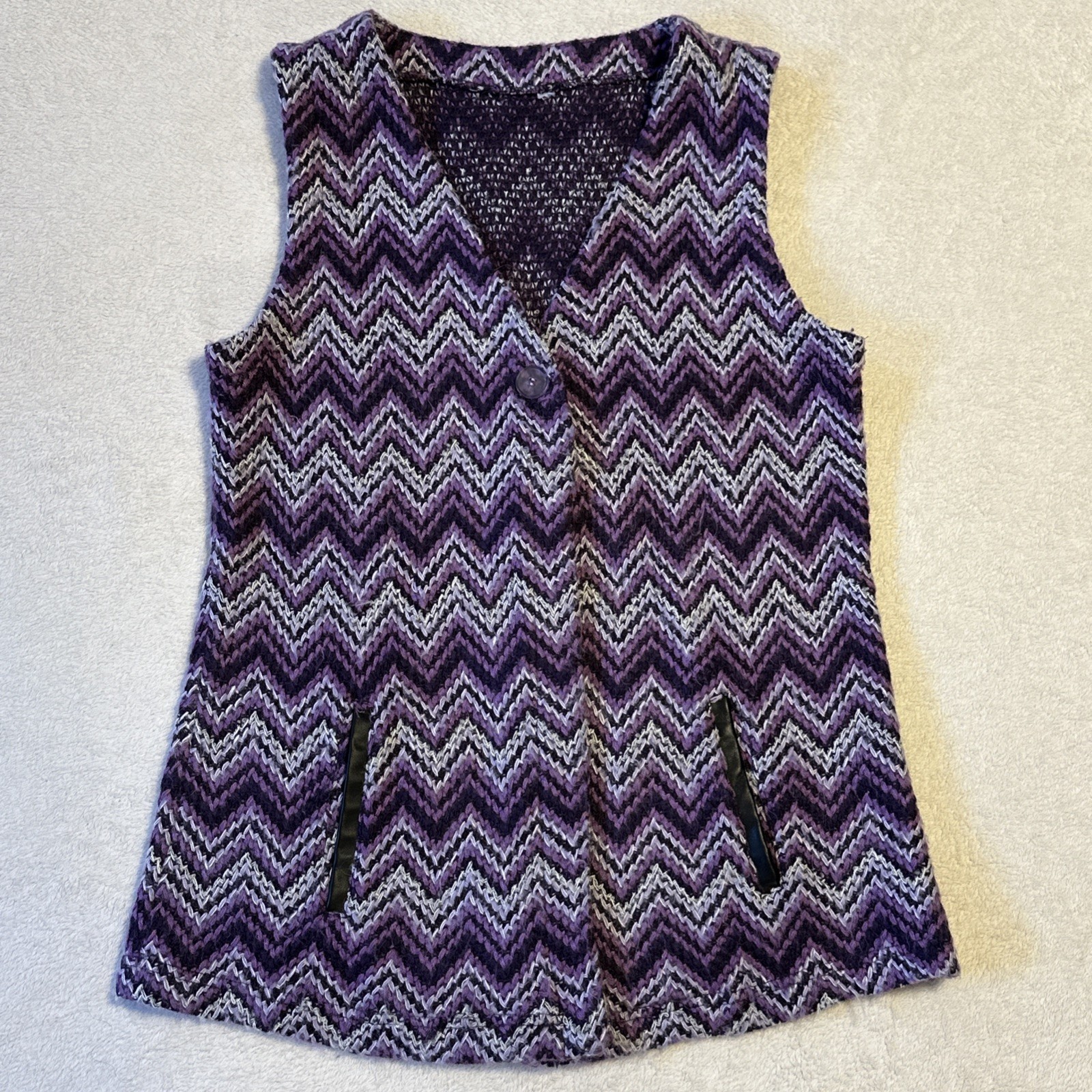 Vintage Missoni Purple Zigzag Knit Vest S